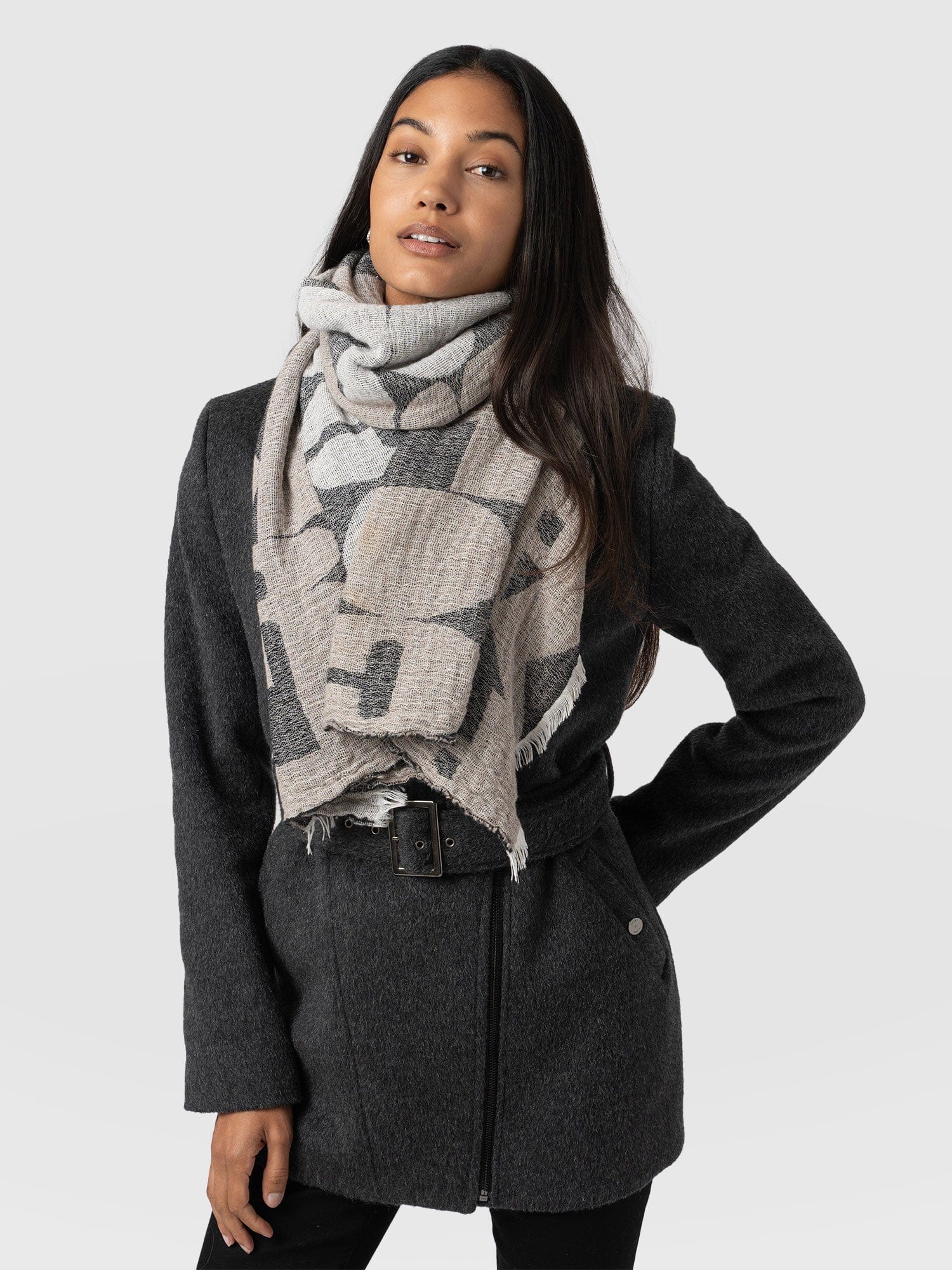 Abstract Rock Scarf - Black/Cream - Image 3