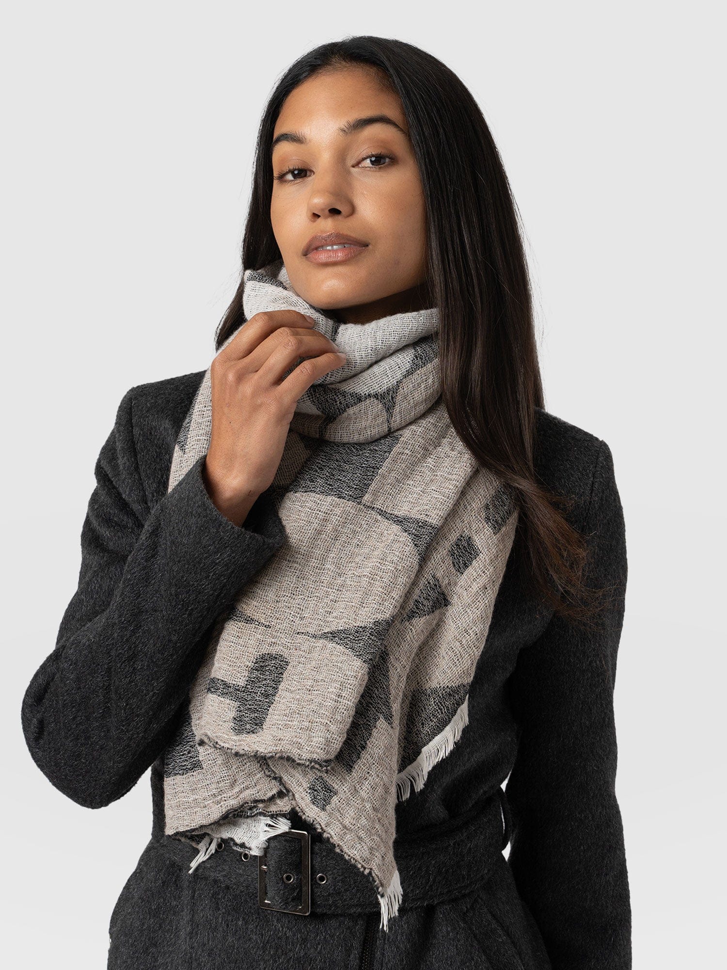 Abstract Rock Scarf - Black/Cream - Image 6