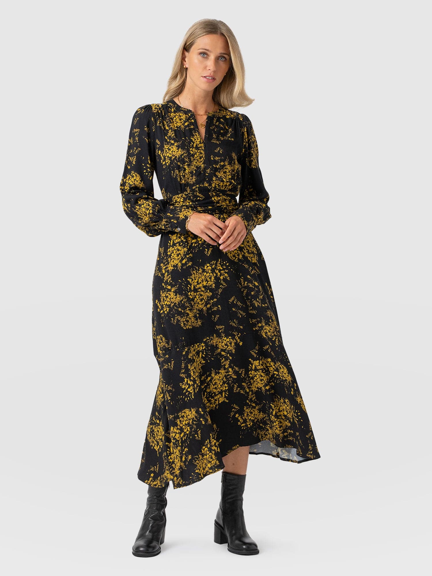 Adaline Zip Up Dress - Yellow Mimosa - Image 2