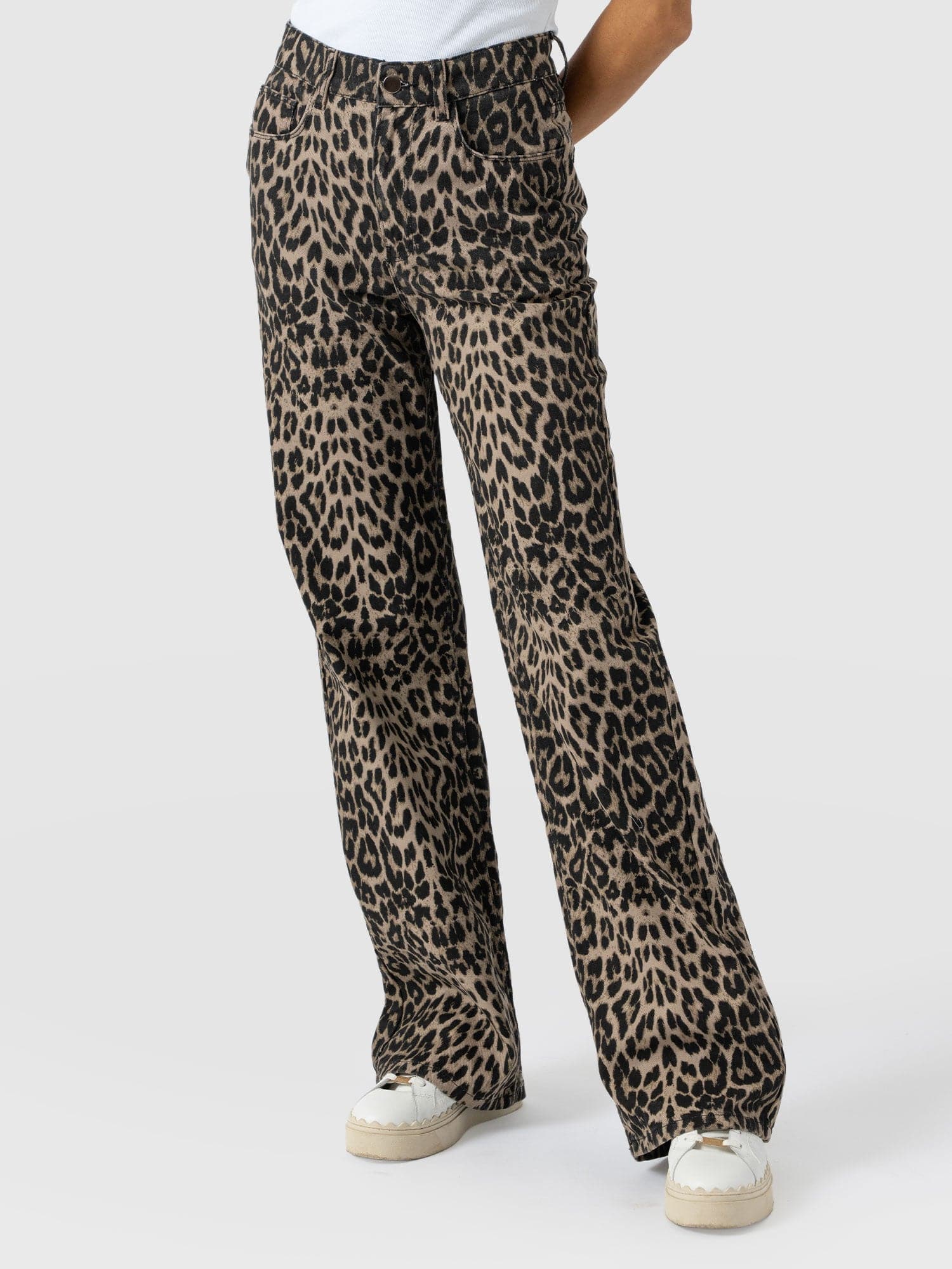 Adjustable Wide Leg Jean - Leopard - Image 3