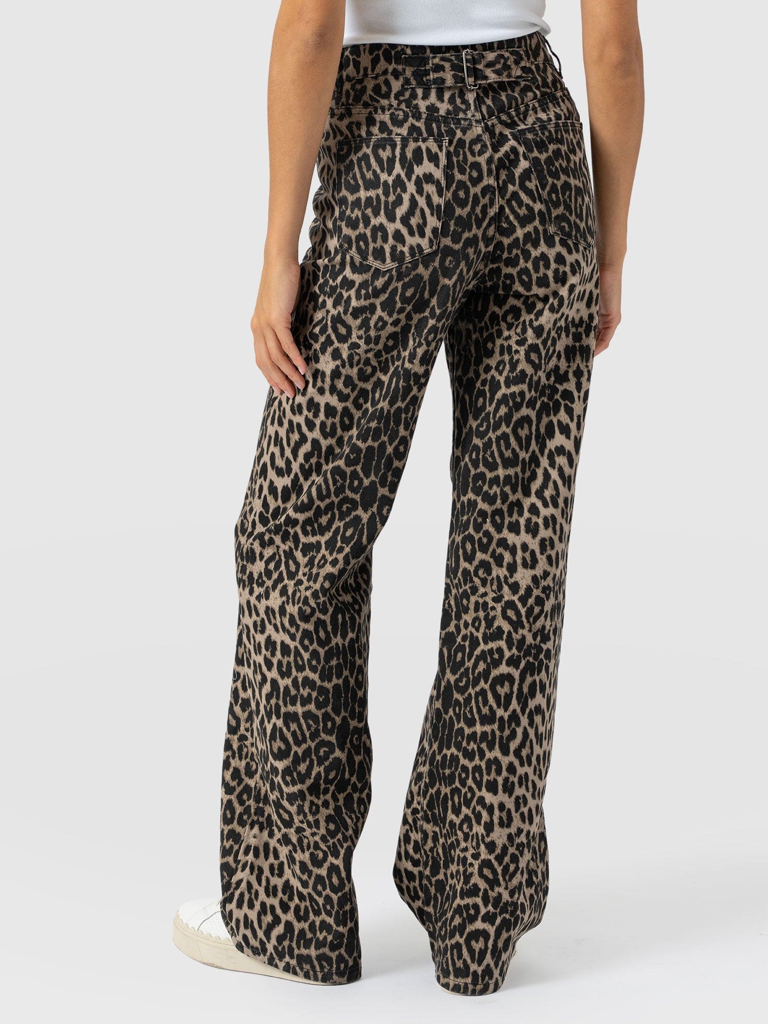 Adjustable Wide Leg Jean - Leopard - Image 6