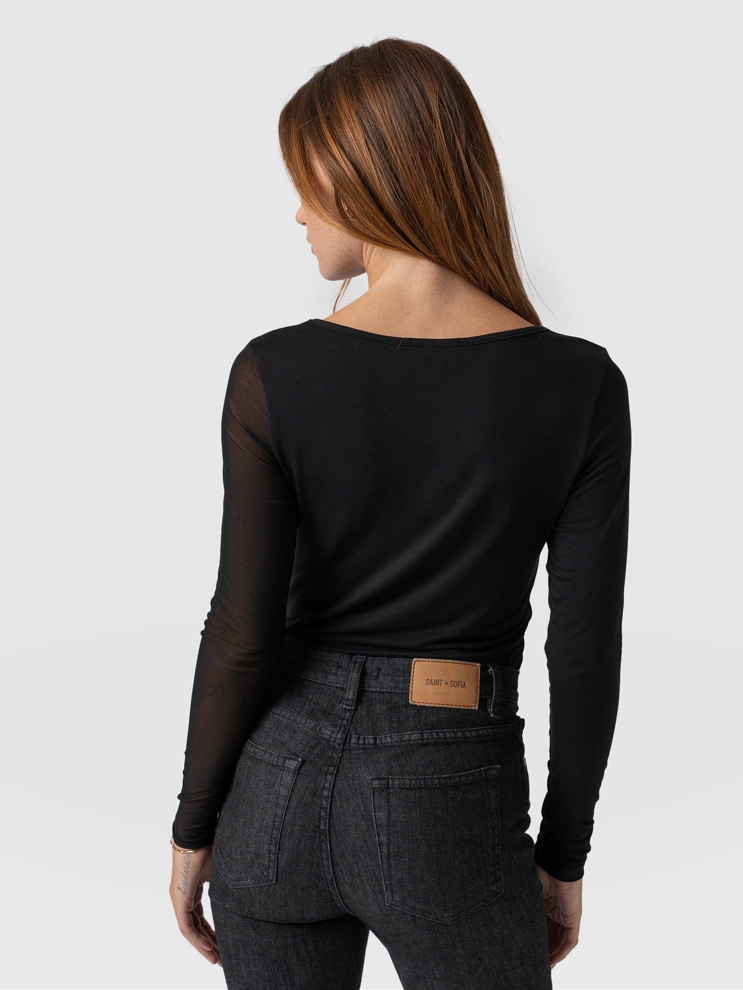 Aimee Cut Out Long Sleeve Tee - Black - Image 6