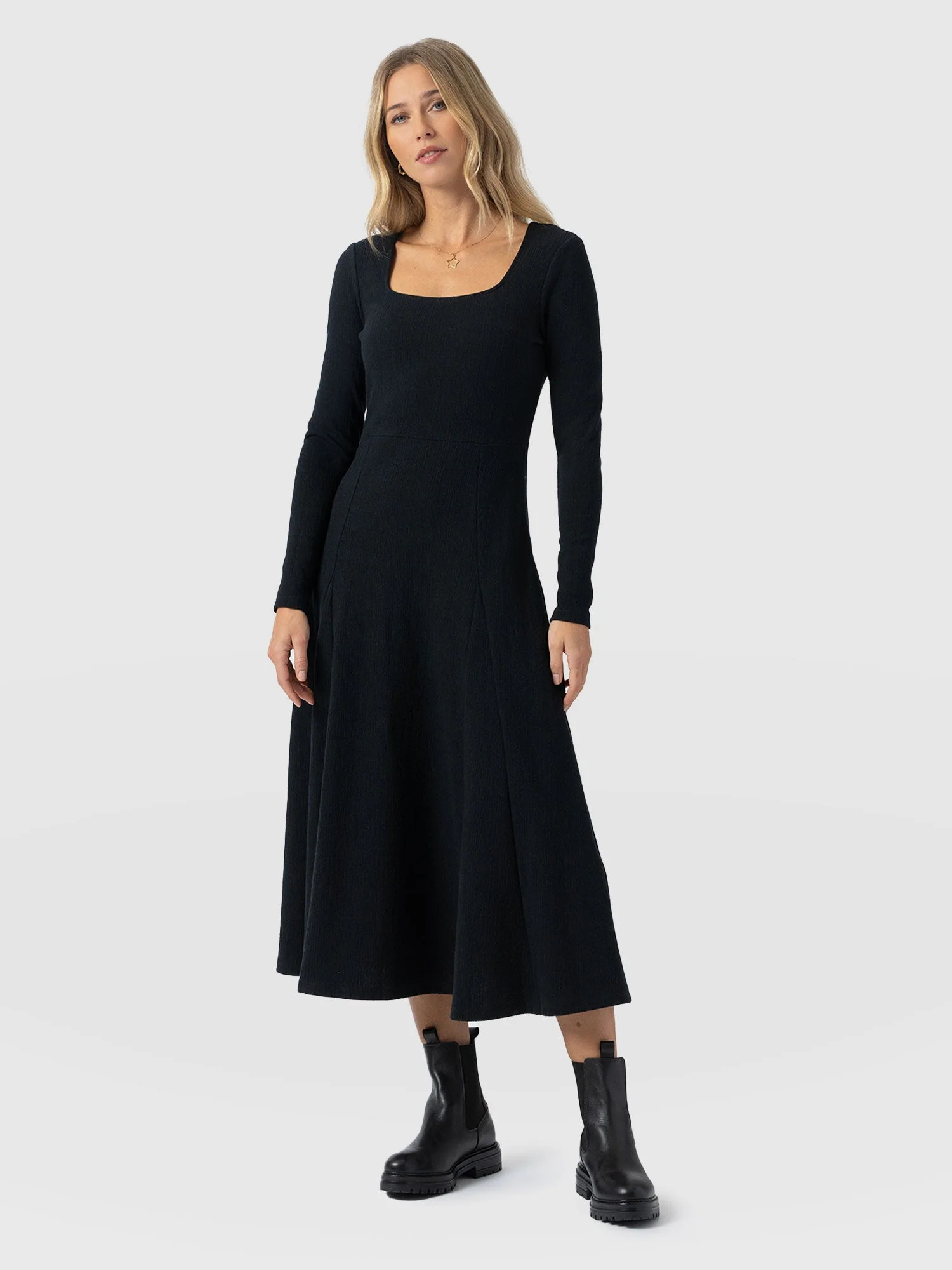 Akia Long Sleeve Dress - Black - Image 2