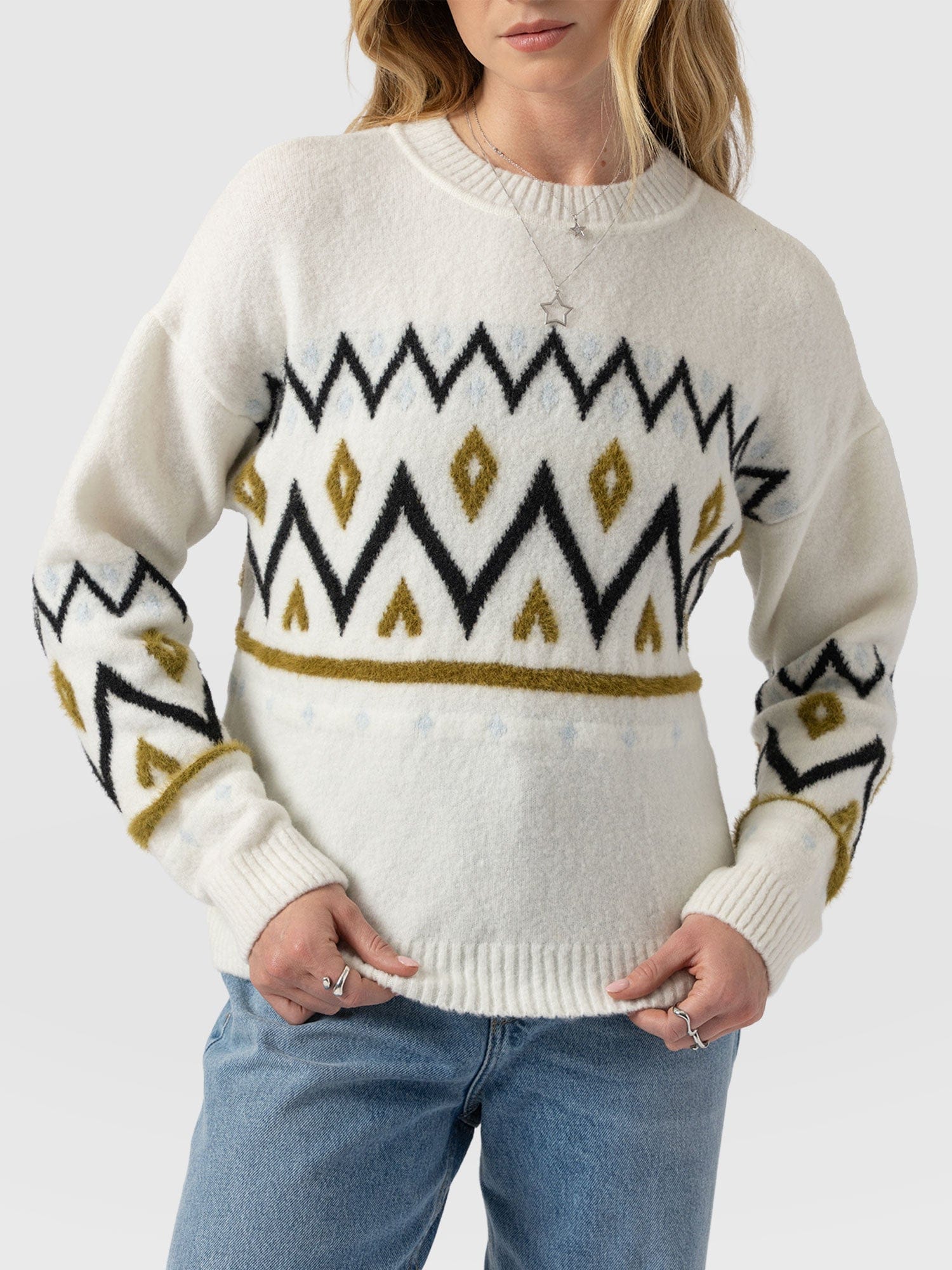 Allana Fairisle Jumper - White - Image 4