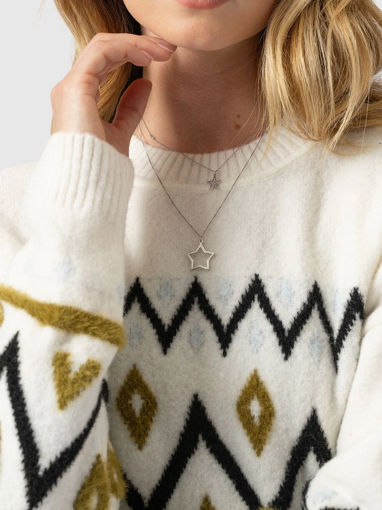 Allana Fairisle Jumper - White - Image 5