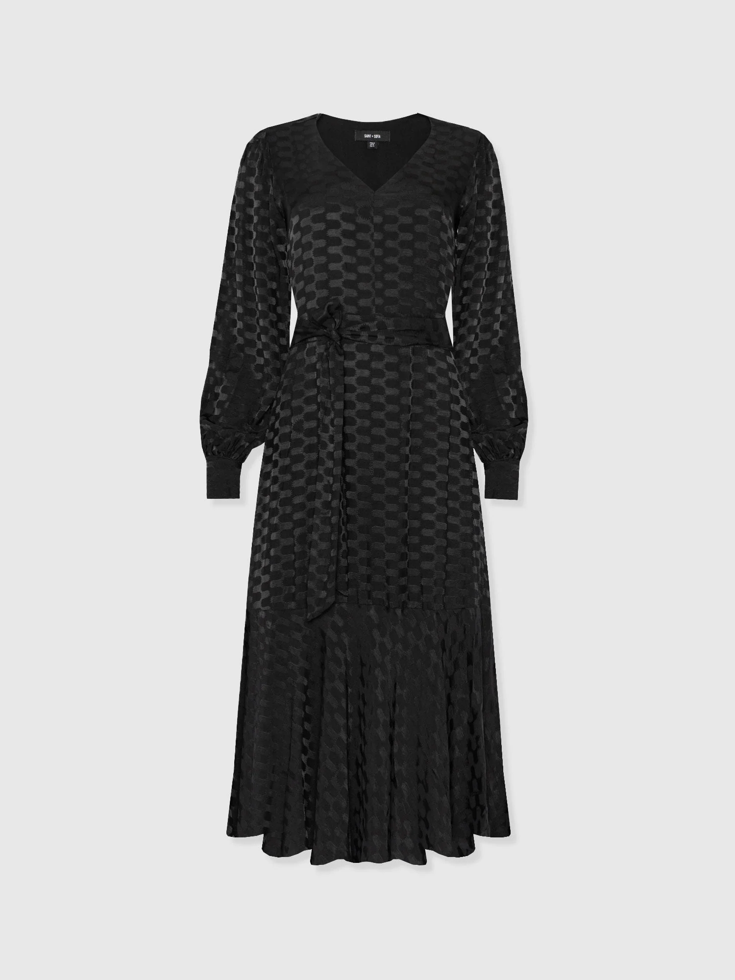 Allegra V Neck Dress - Black Jacquard - Image 7