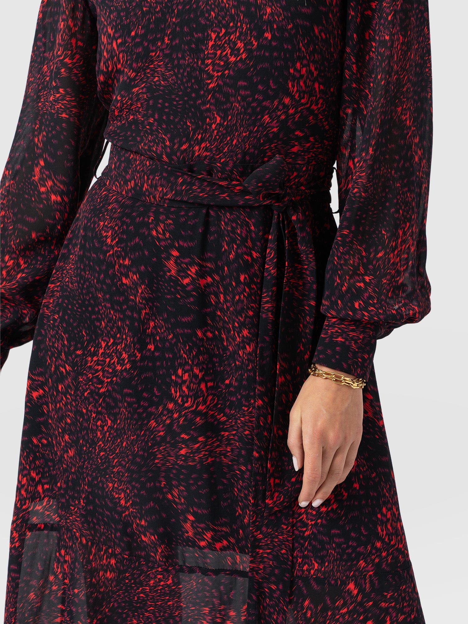 Allegra V Neck Dress - Red Fade Spot - Image 5