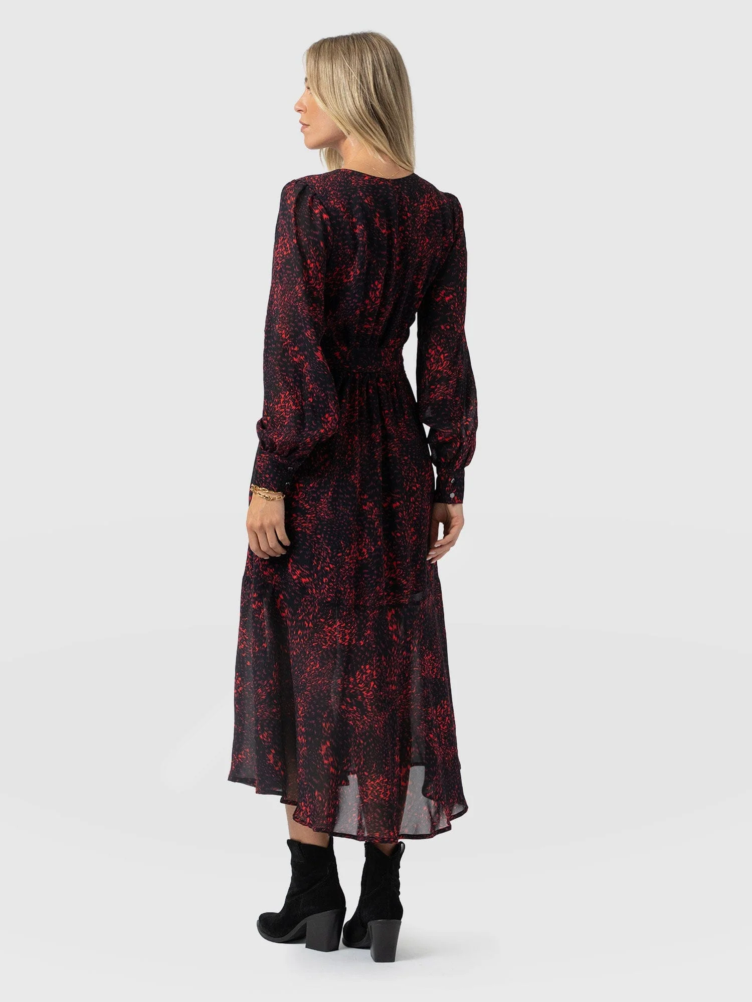 Allegra V Neck Dress - Red Fade Spot - Image 6