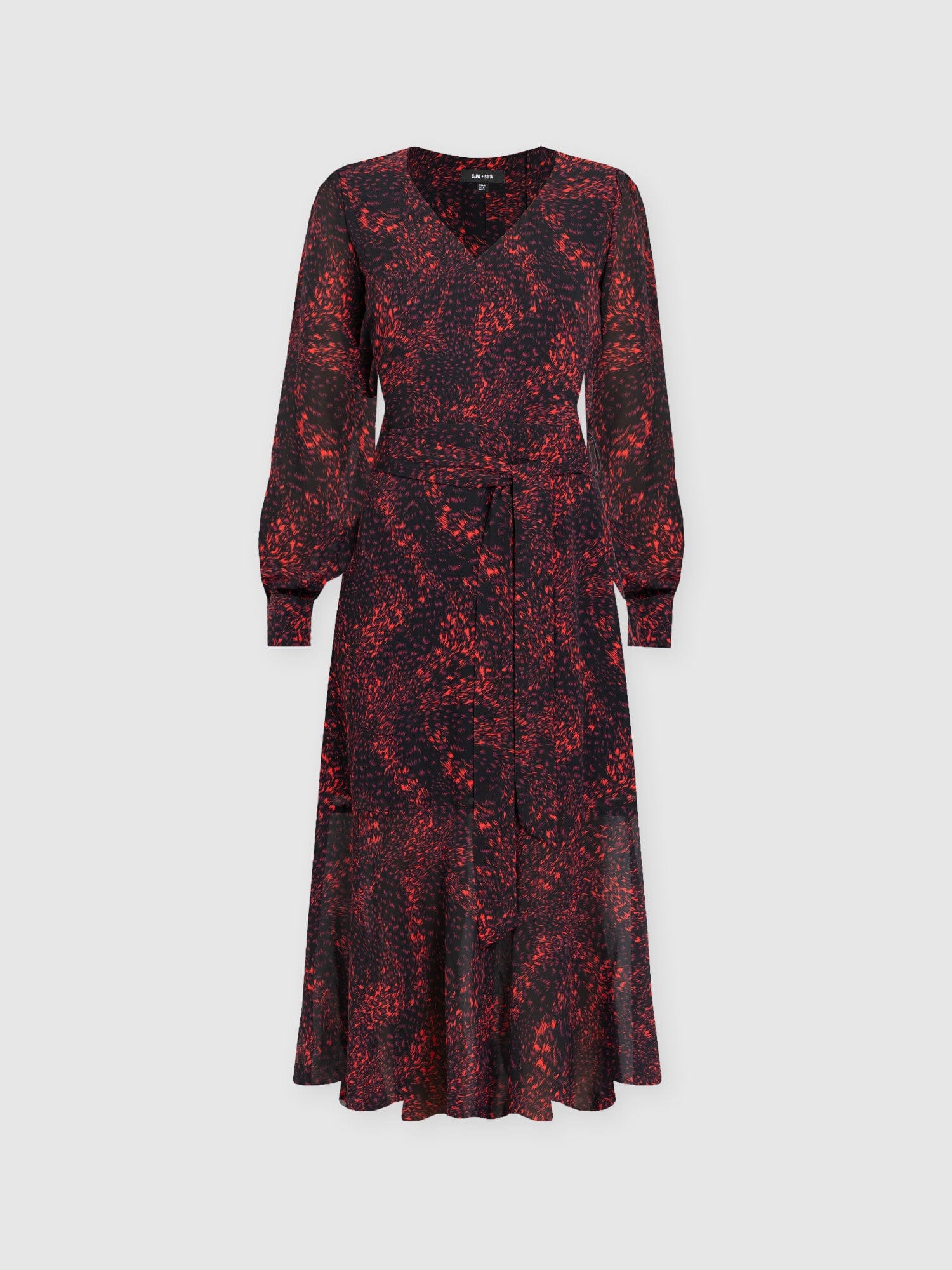 Allegra V Neck Dress - Red Fade Spot - Image 7