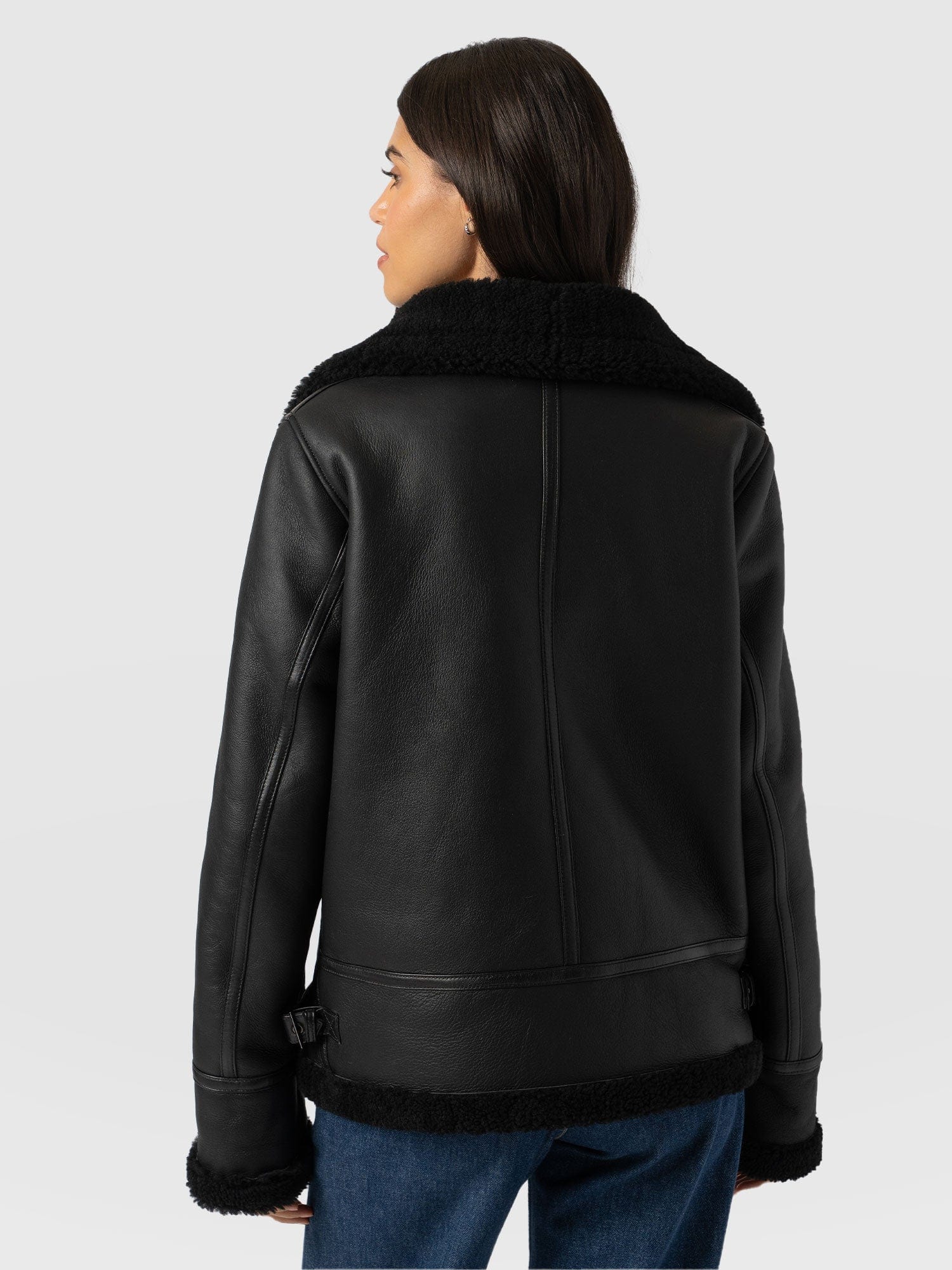 Amelia Aviator Jacket - Black - Image 5