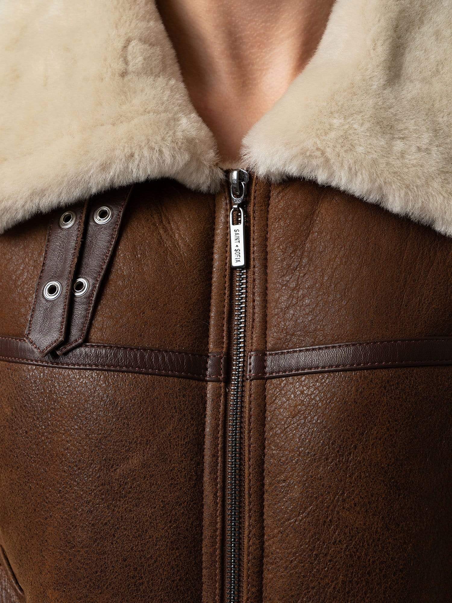Amelia Aviator Jacket - Brown - Image 5