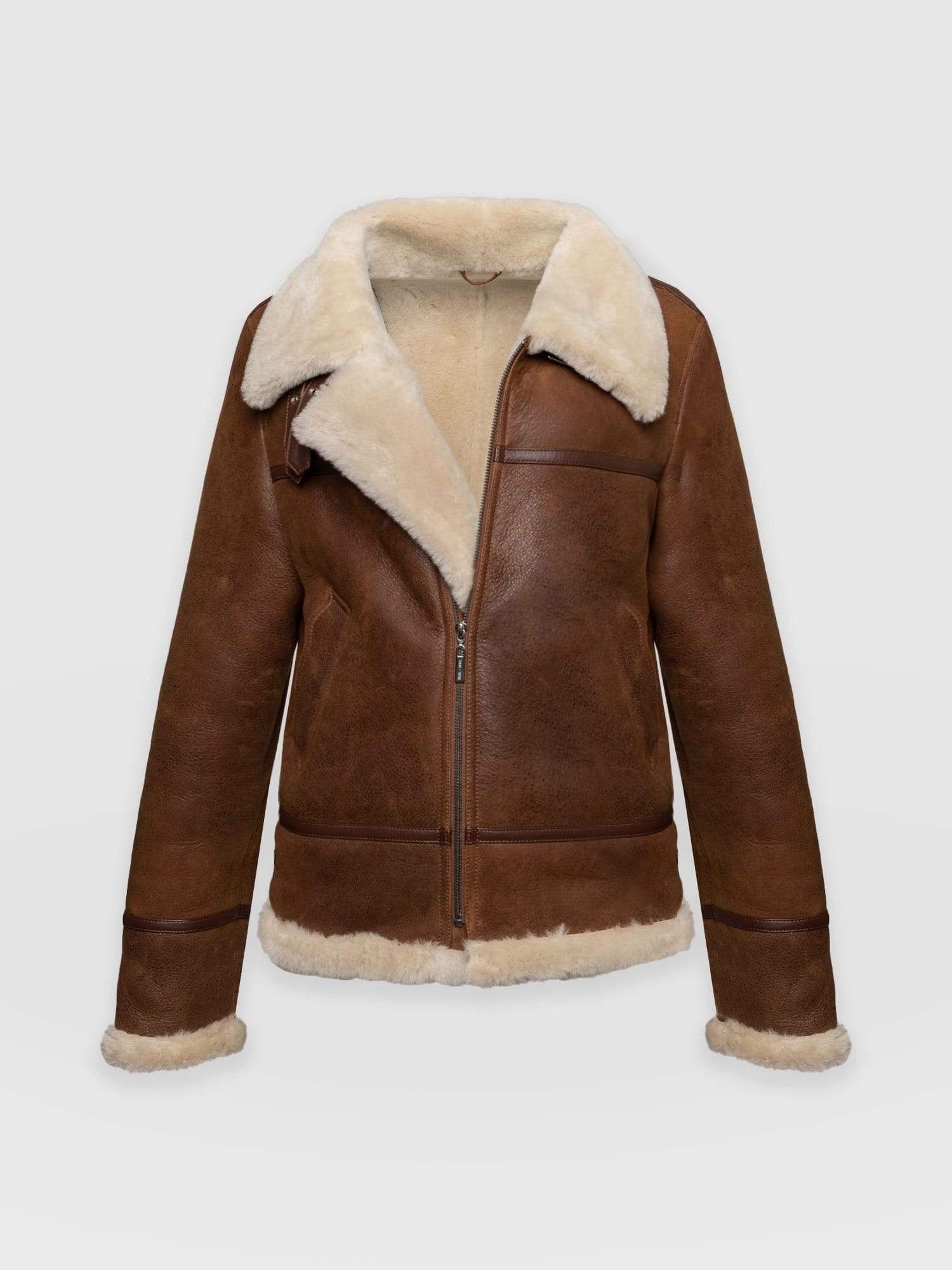 Amelia Aviator Jacket - Brown - Image 7