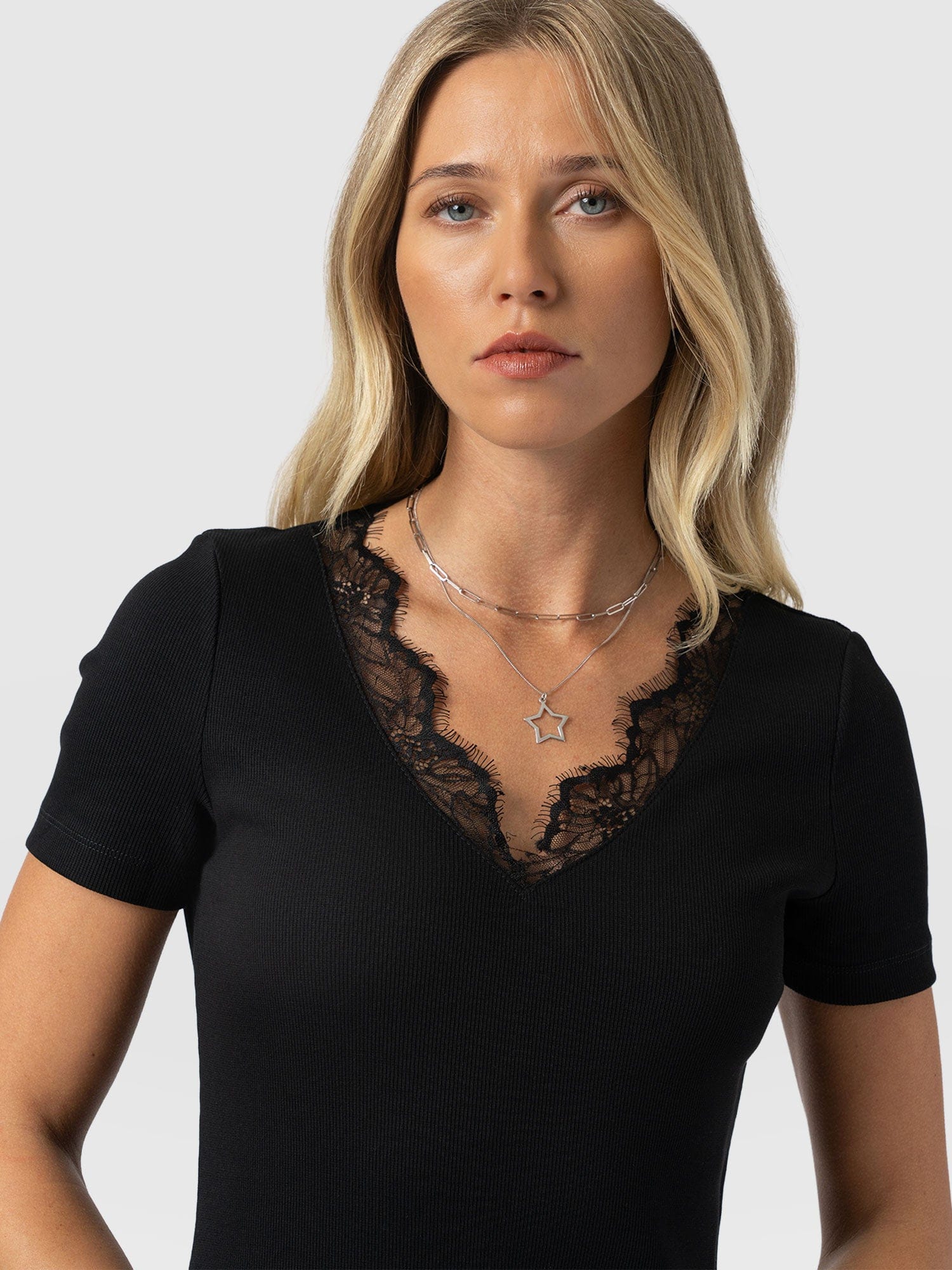 Andie V Neck Dress - Black Lace - Image 2