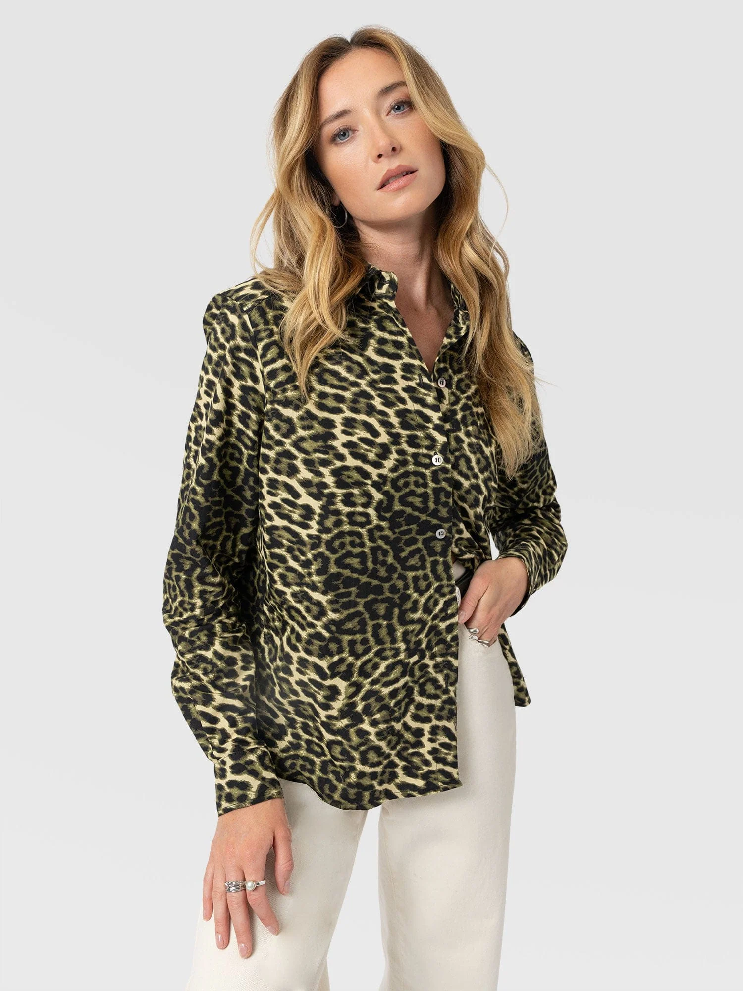 Anneliese Shirt - Green Leopard - Image 3