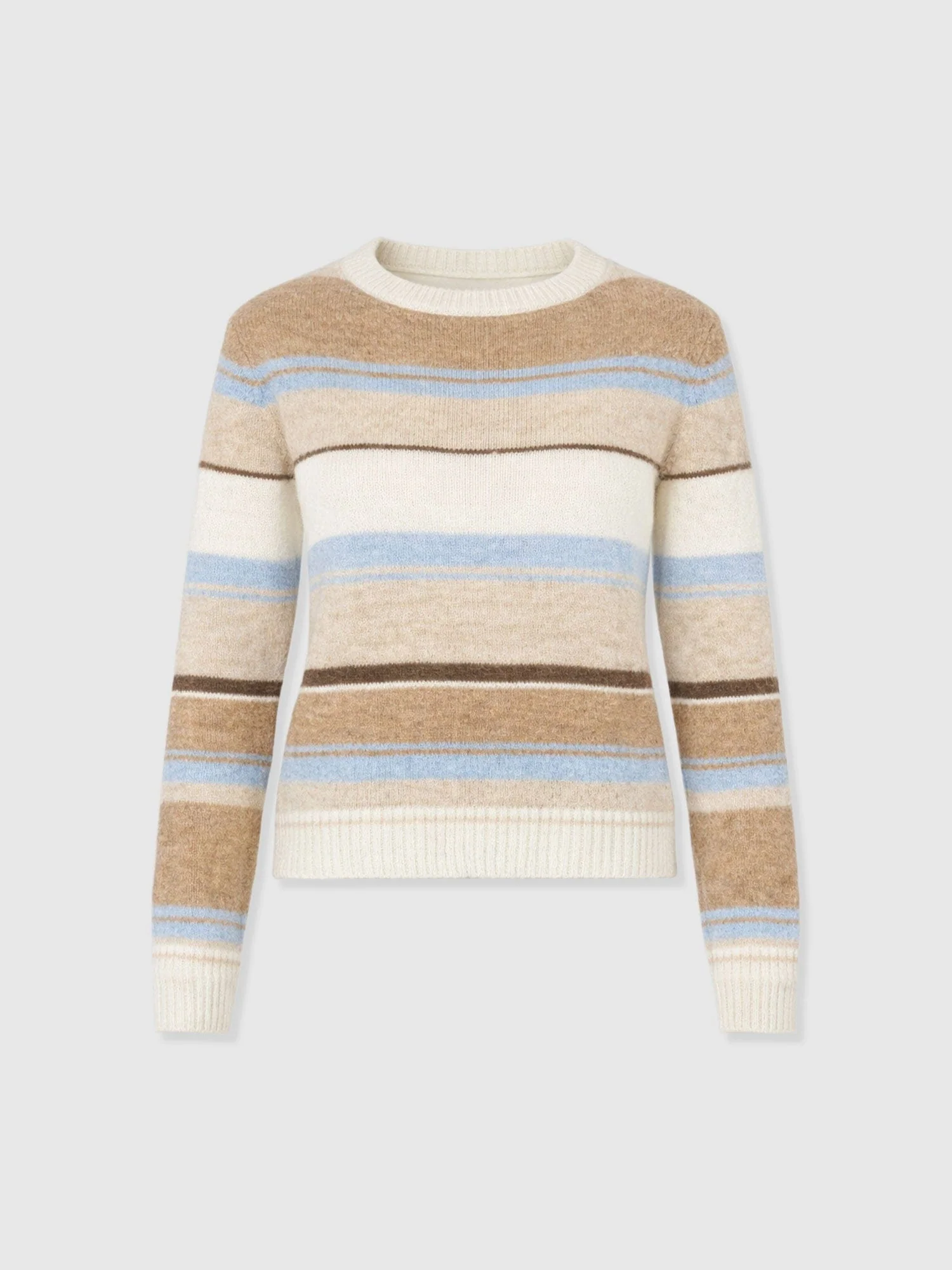 Ariella Boat Neck Jumper - Blue/Brown Stripe - Image 7