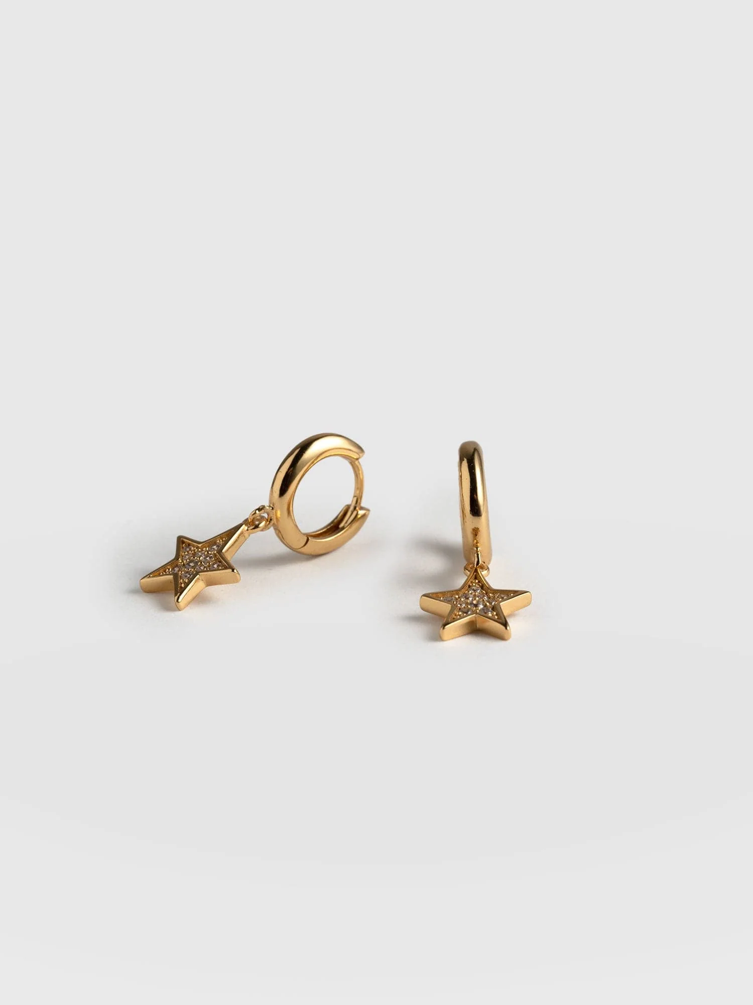 Astral Star Charm Drop Huggie Earrings - Gold - Image 2