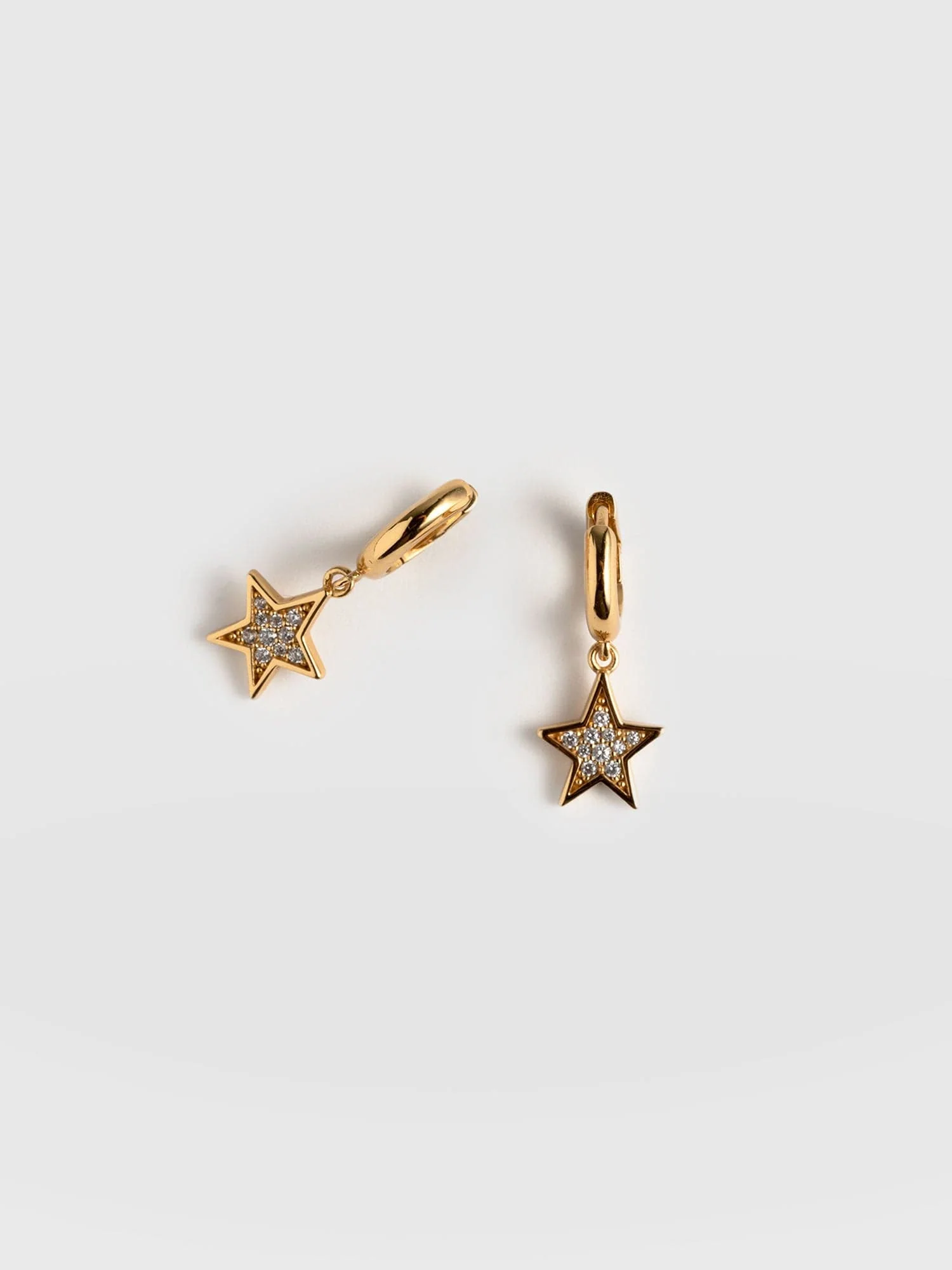 Astral Star Charm Drop Huggie Earrings - Gold - Image 6