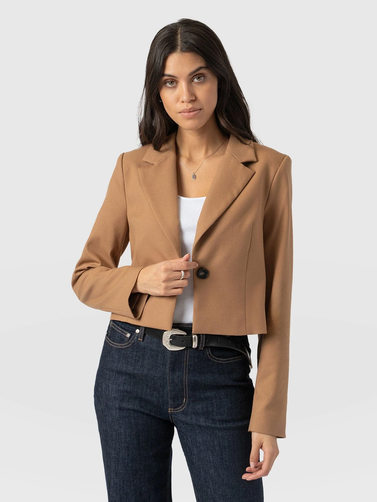 Astrid Crop Blazer - Camel - Image 2