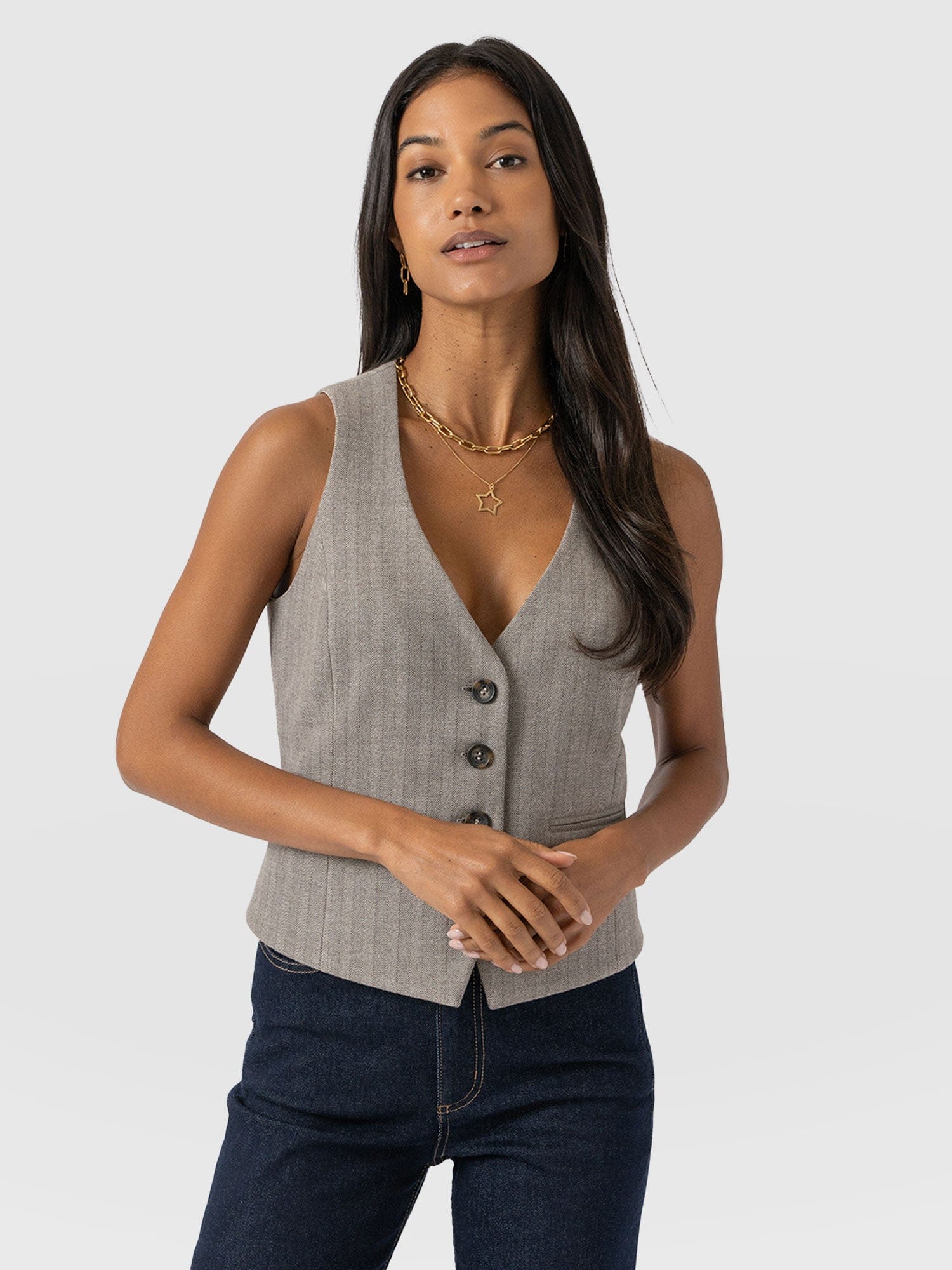 Astrid Waistcoat - Brown Herringbone - Image 2