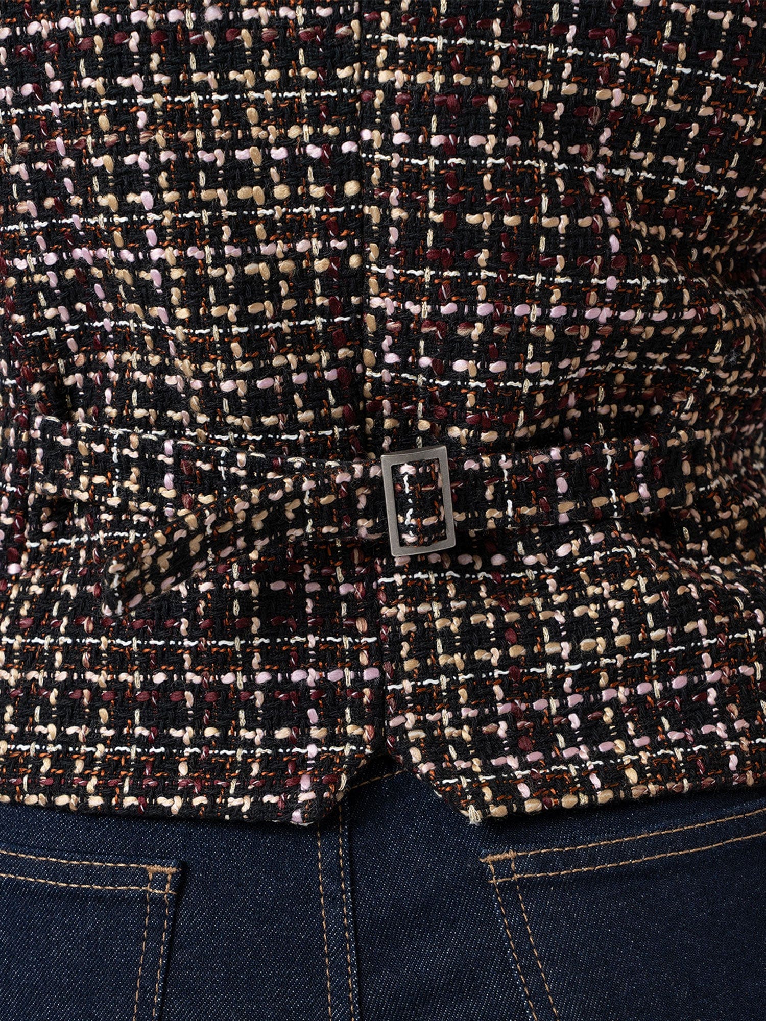Astrid Waistcoat - Black/Burgundy/Gold Boucle - Image 5
