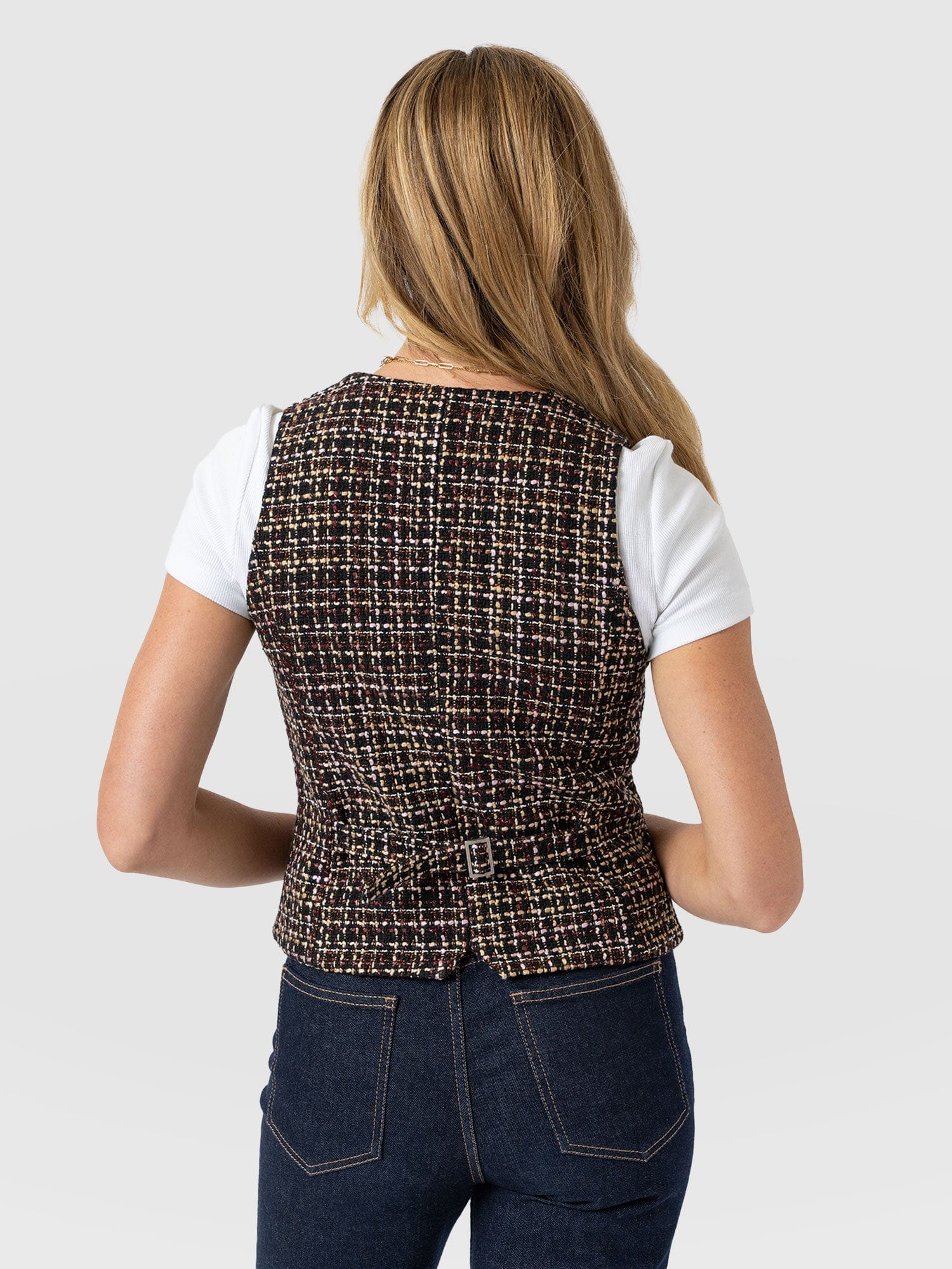 Astrid Waistcoat - Black/Burgundy/Gold Boucle - Image 6