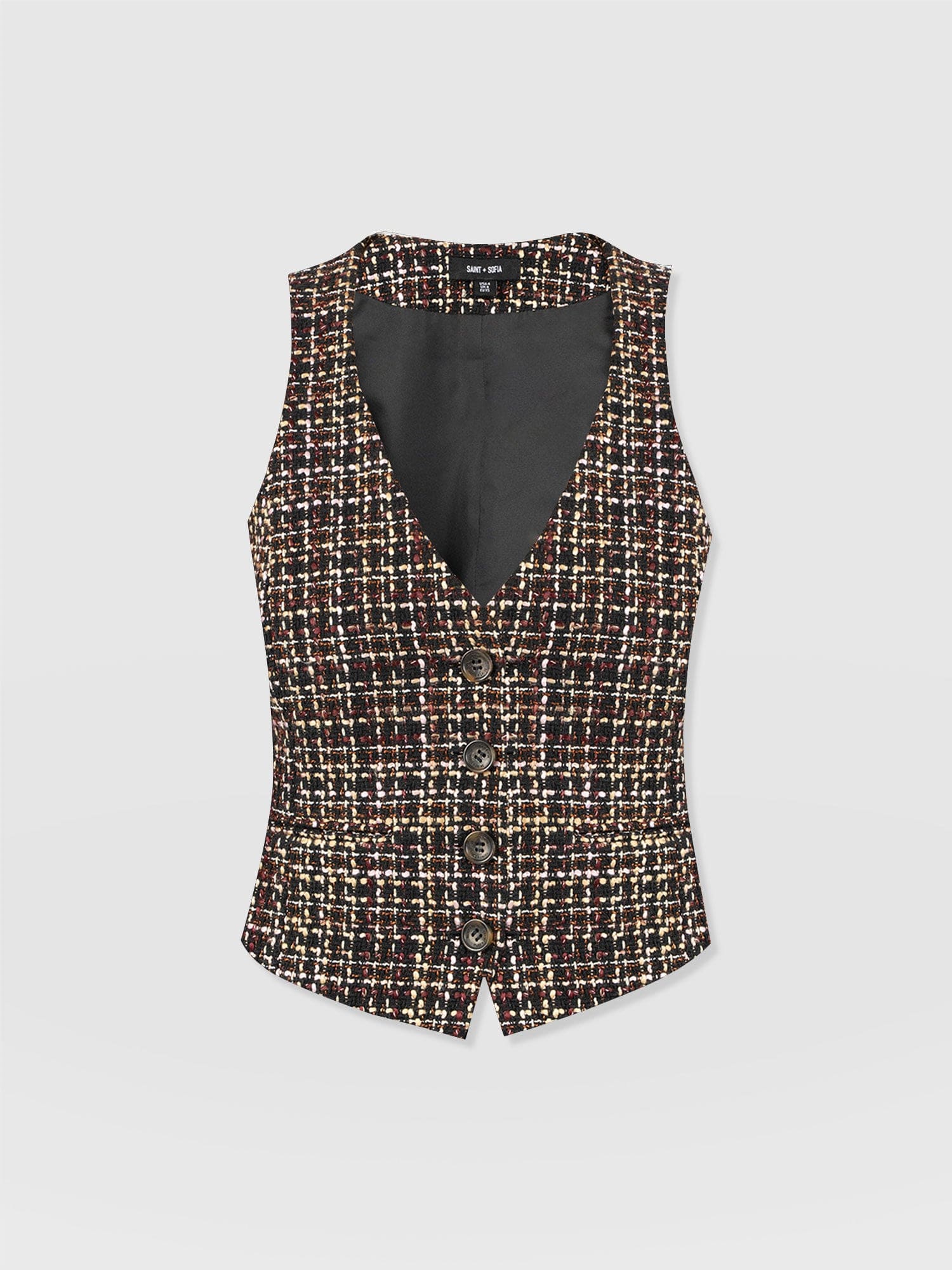 Astrid Waistcoat - Black/Burgundy/Gold Boucle - Image 7