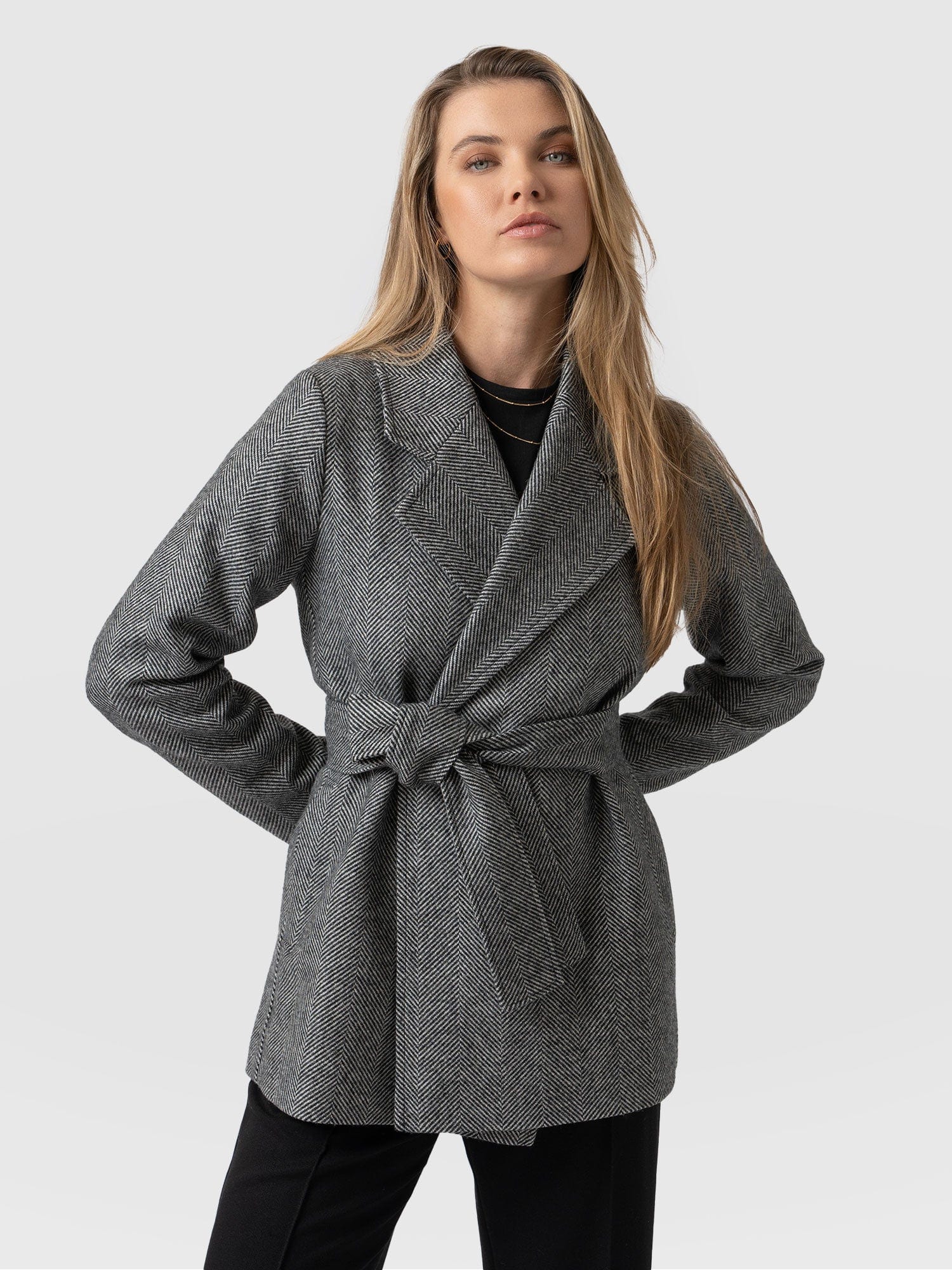 Audrey Wrap Coat - Chevron - Image 2