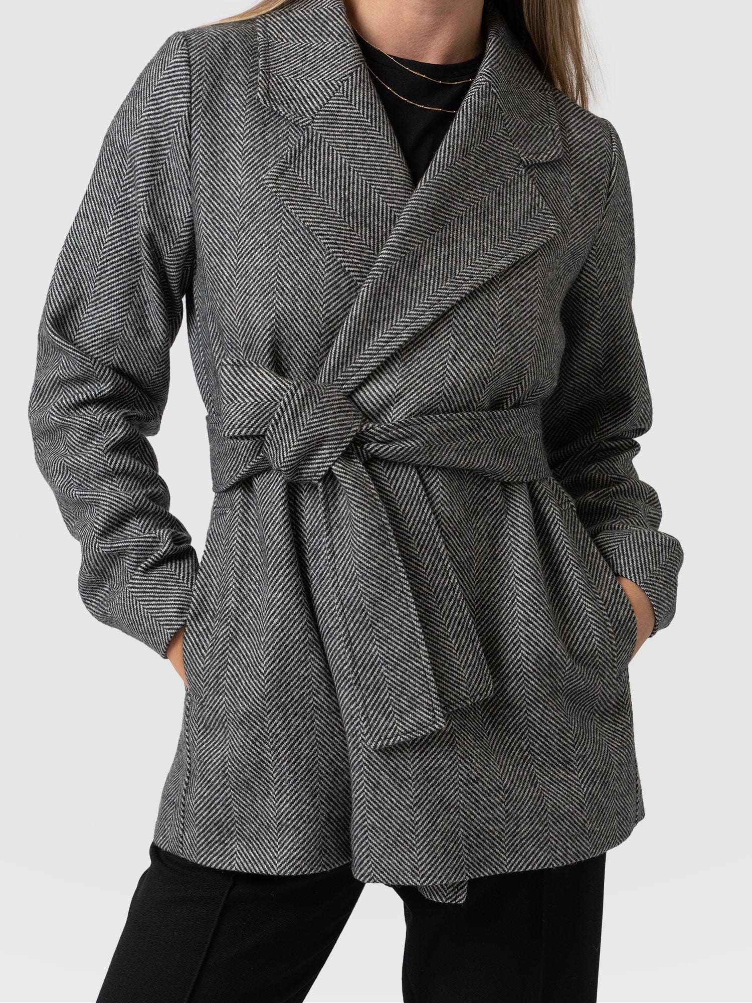 Audrey Wrap Coat - Chevron - Image 3