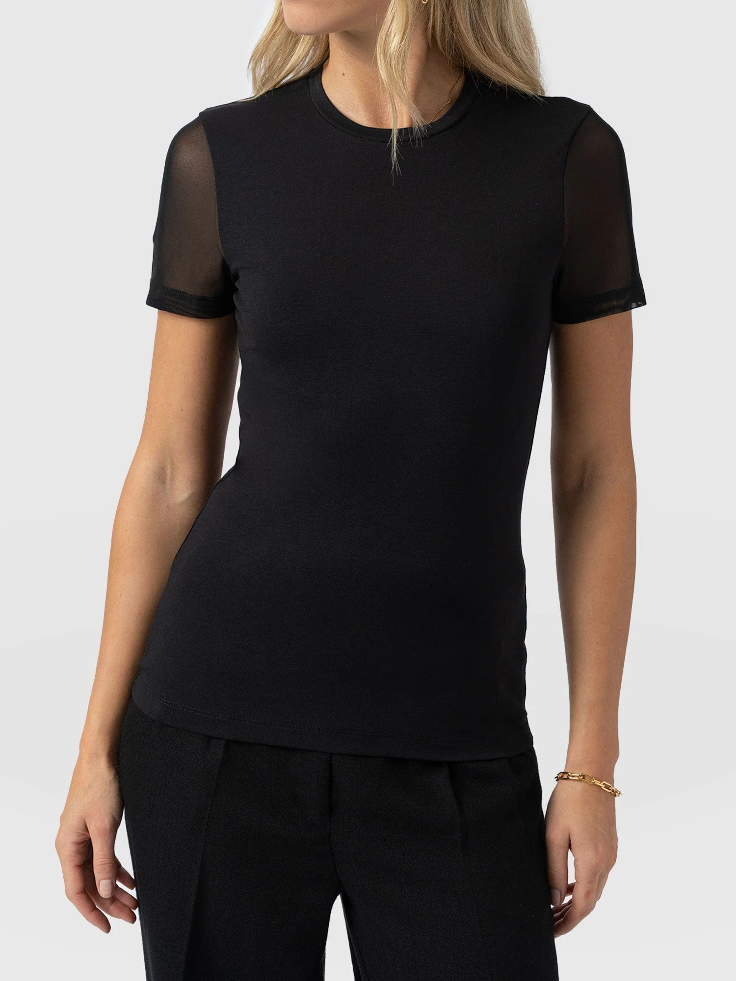 Austen Crew Neck Tee Short Sleeve - Black Mesh - Image 3