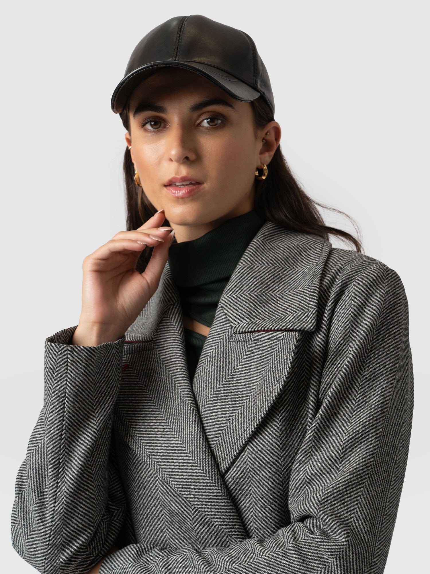 Avalon Leather Baseball Cap - Black - Image 2