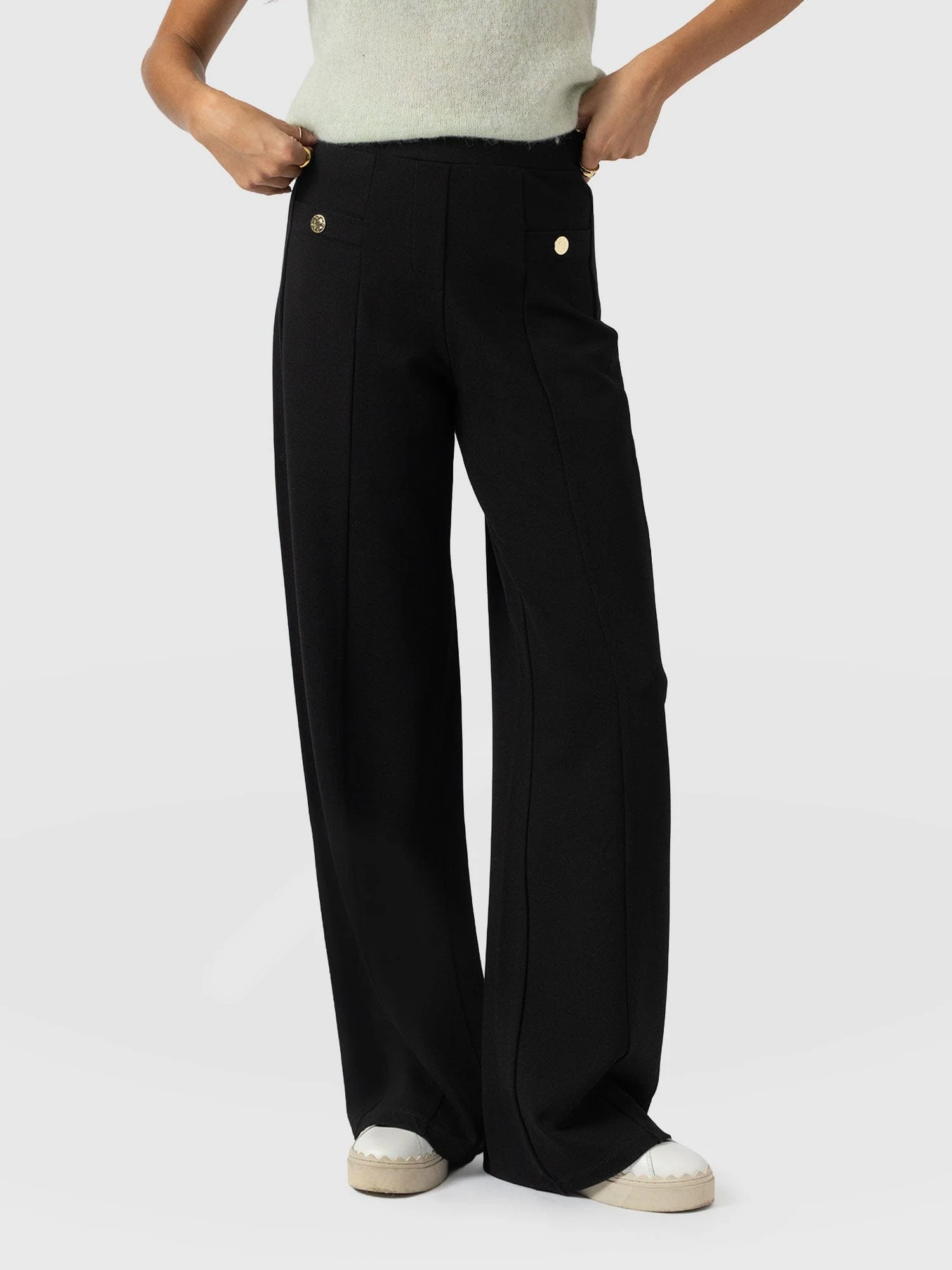 Averie Wide Leg Pant - Black - Image 4