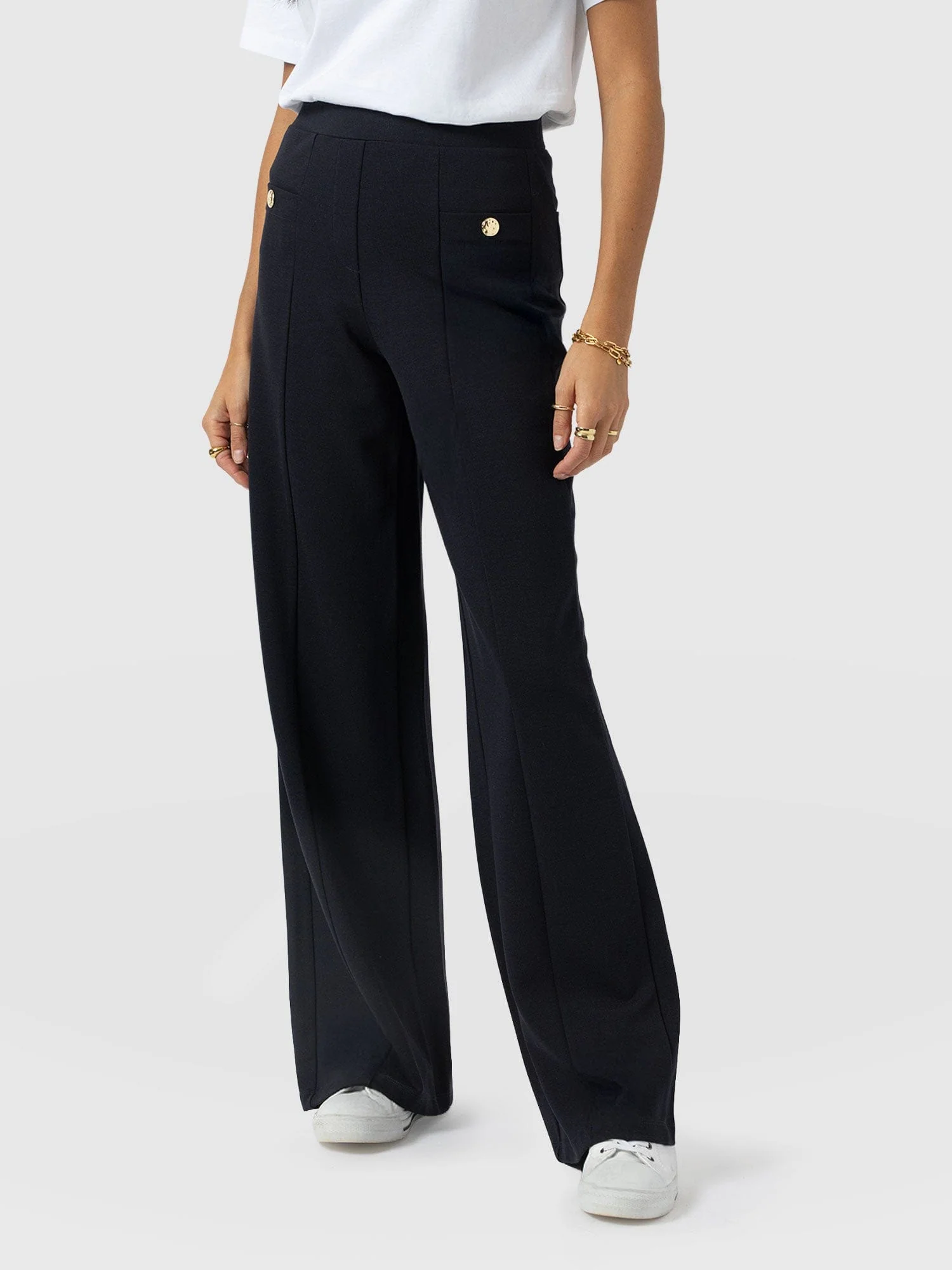 Averie Wide Leg Pant - Navy - Image 4