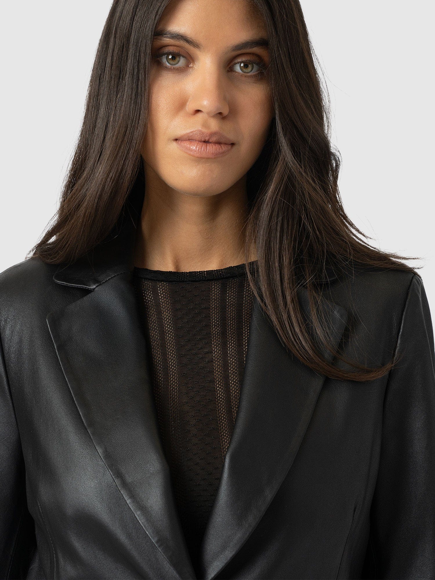 Axel Single Breasted Blazer - Black Leather - Image 4