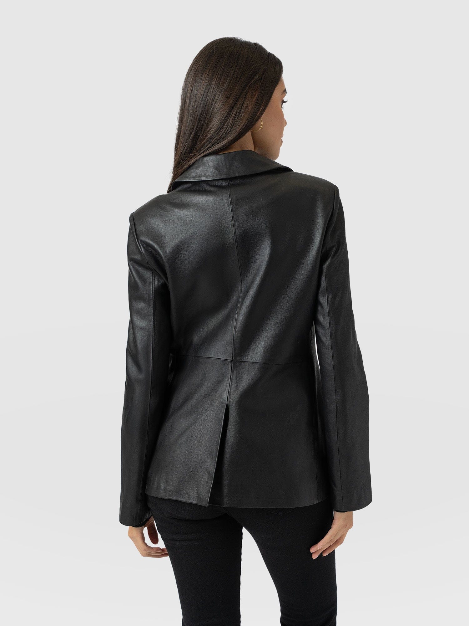 Axel Single Breasted Blazer - Black Leather - Image 6
