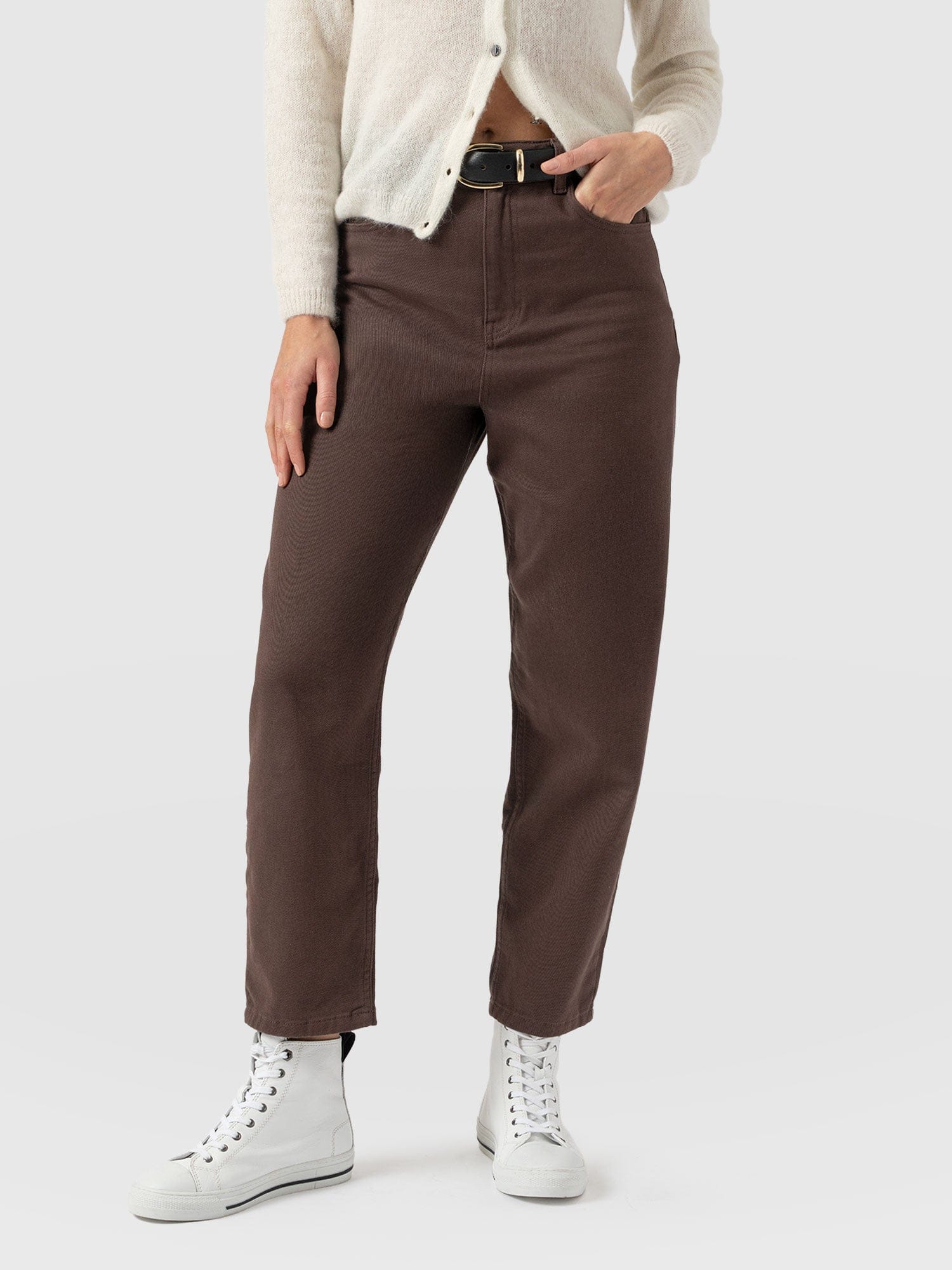 Barrel Leg Jean - Brown - Image 3