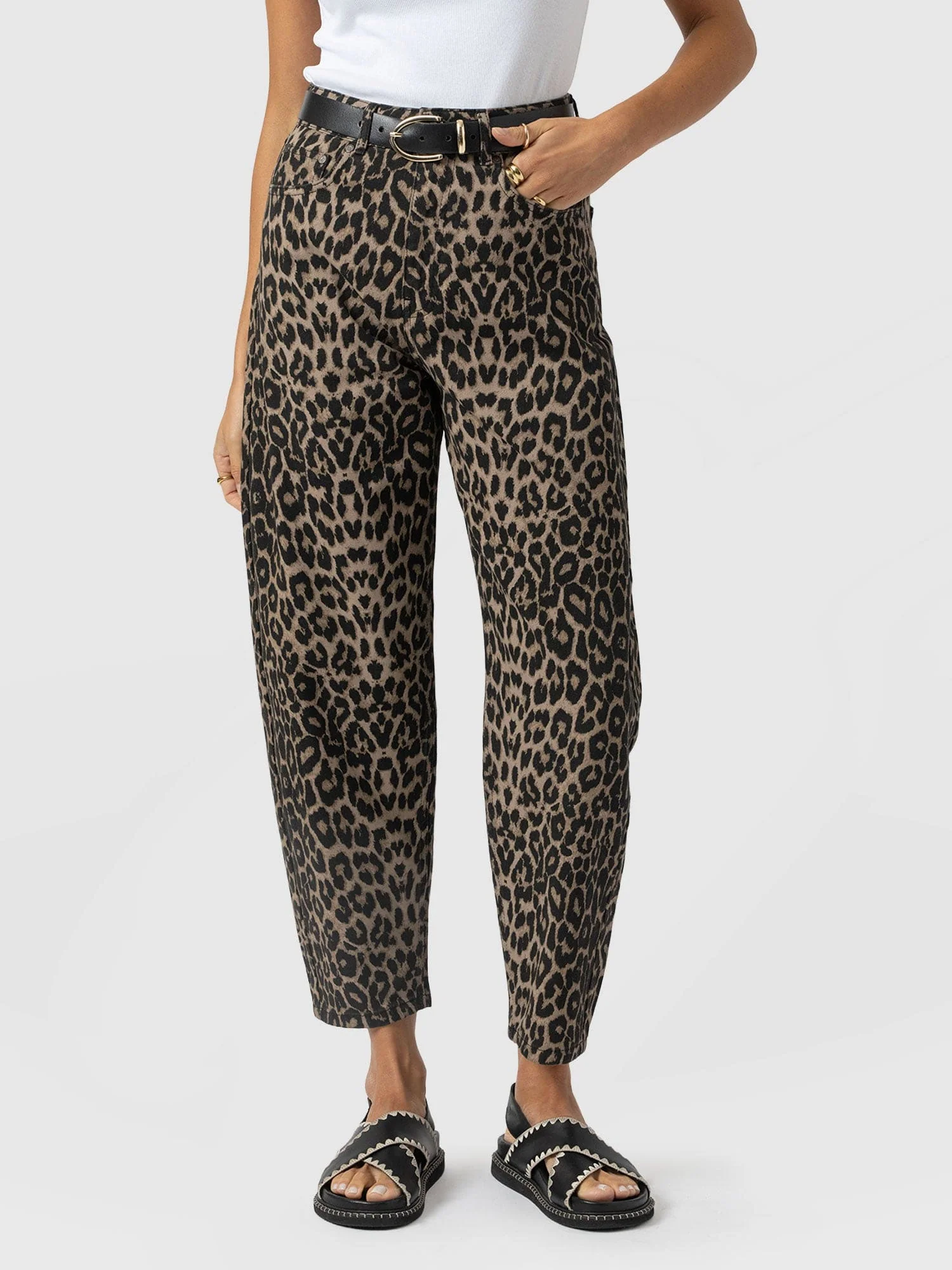 Barrel Leg Jean - Leopard - Image 3
