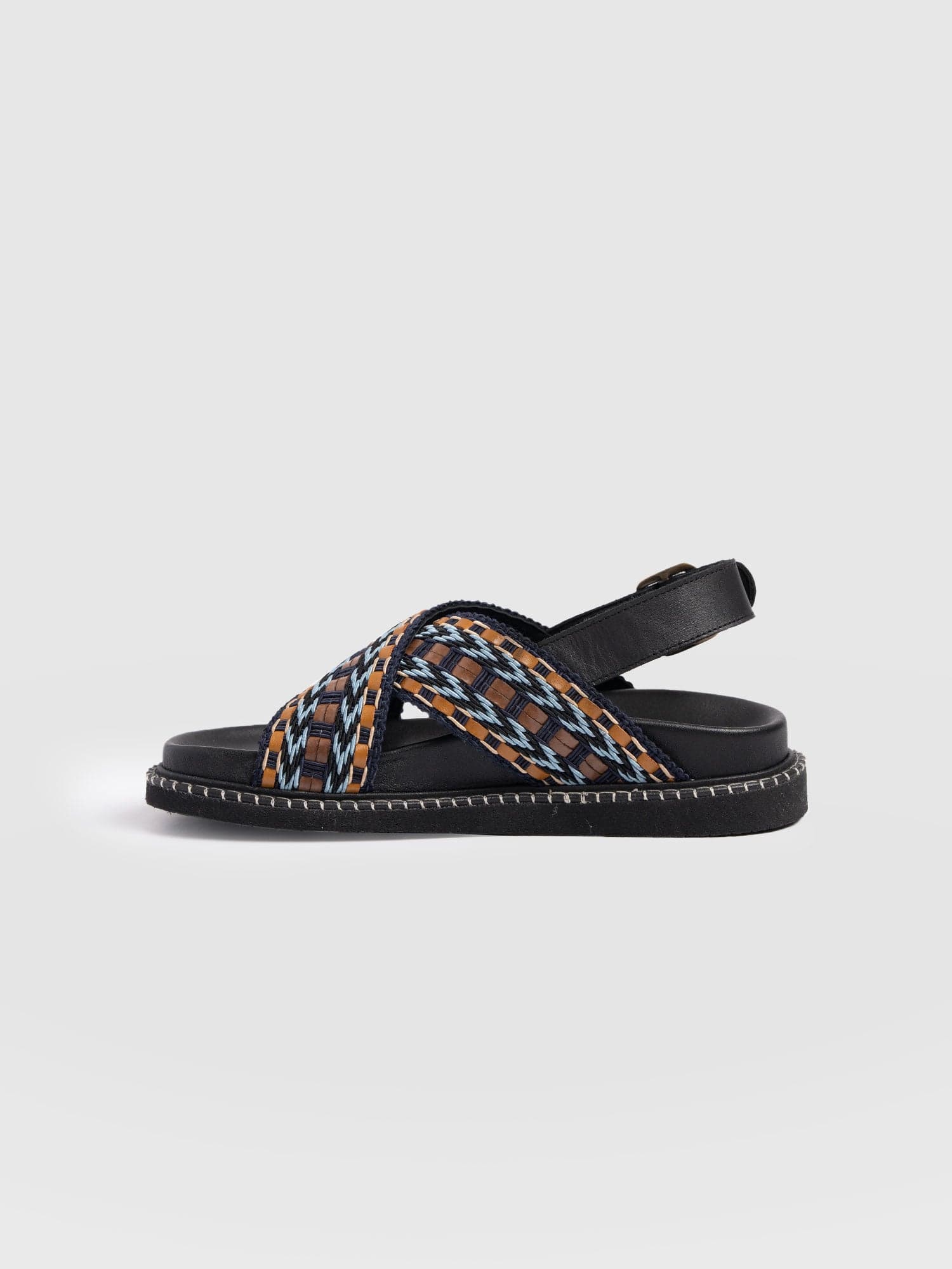 Bonnie Cross Over Sandals - Blue/Brown - Image 2