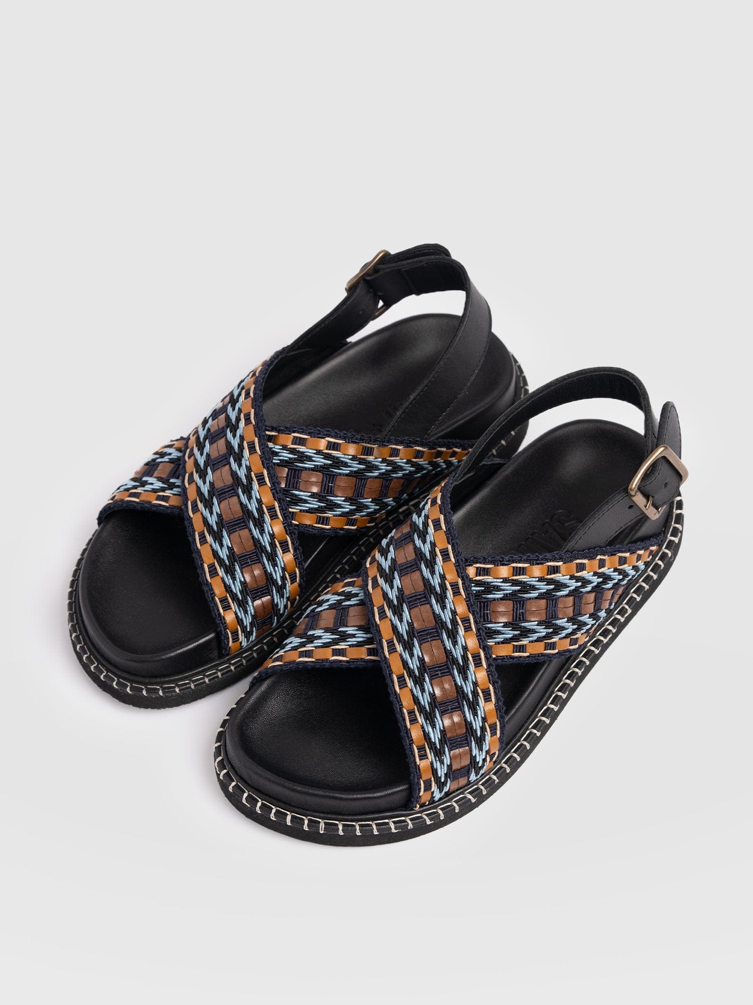 Bonnie Cross Over Sandals - Blue/Brown - Image 3