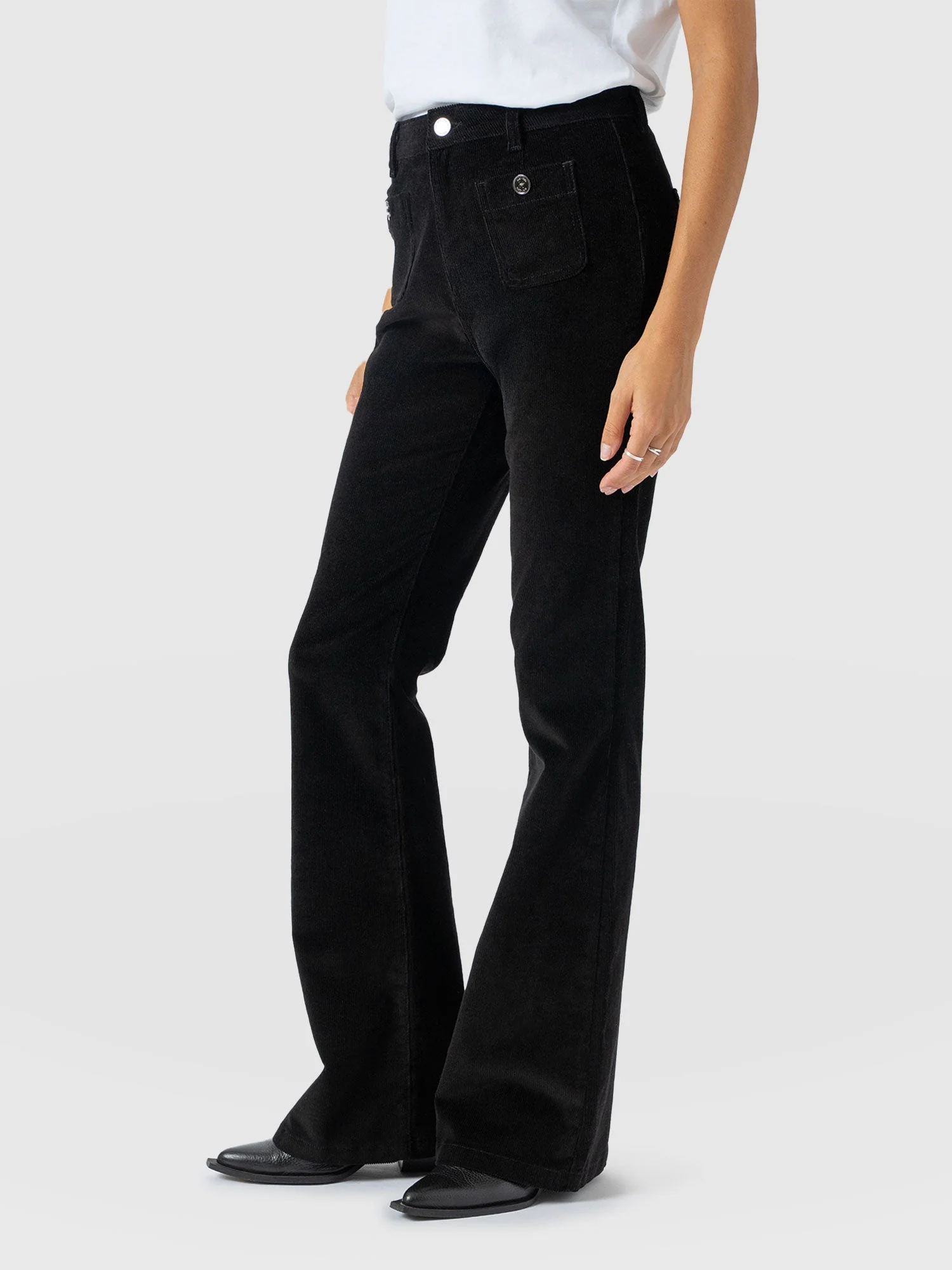 Bowie Flared Pant - Black Cord - Image 4