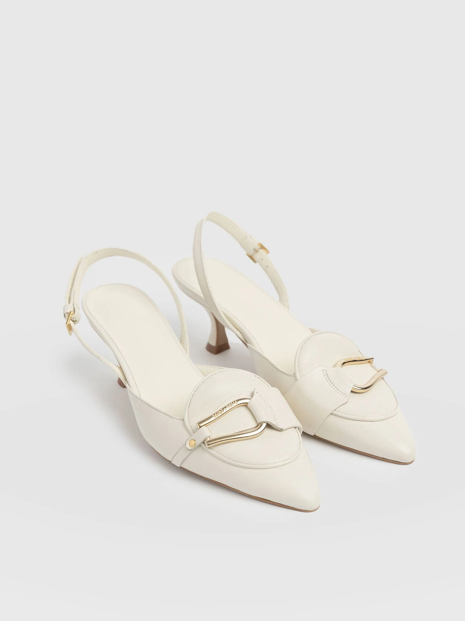 Bridget Sling Back Heels - Cream - Image 3