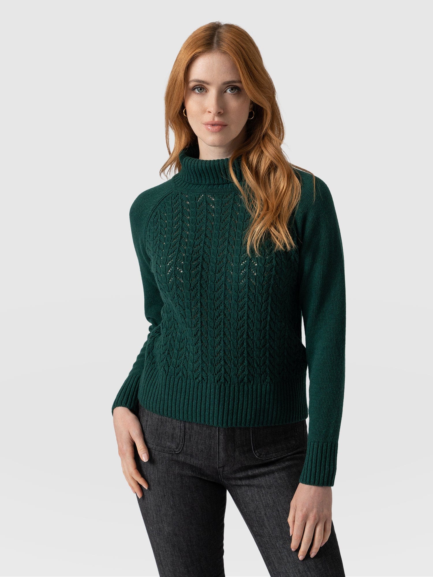 Glen Cable Knit Jumper - Green - Image 2