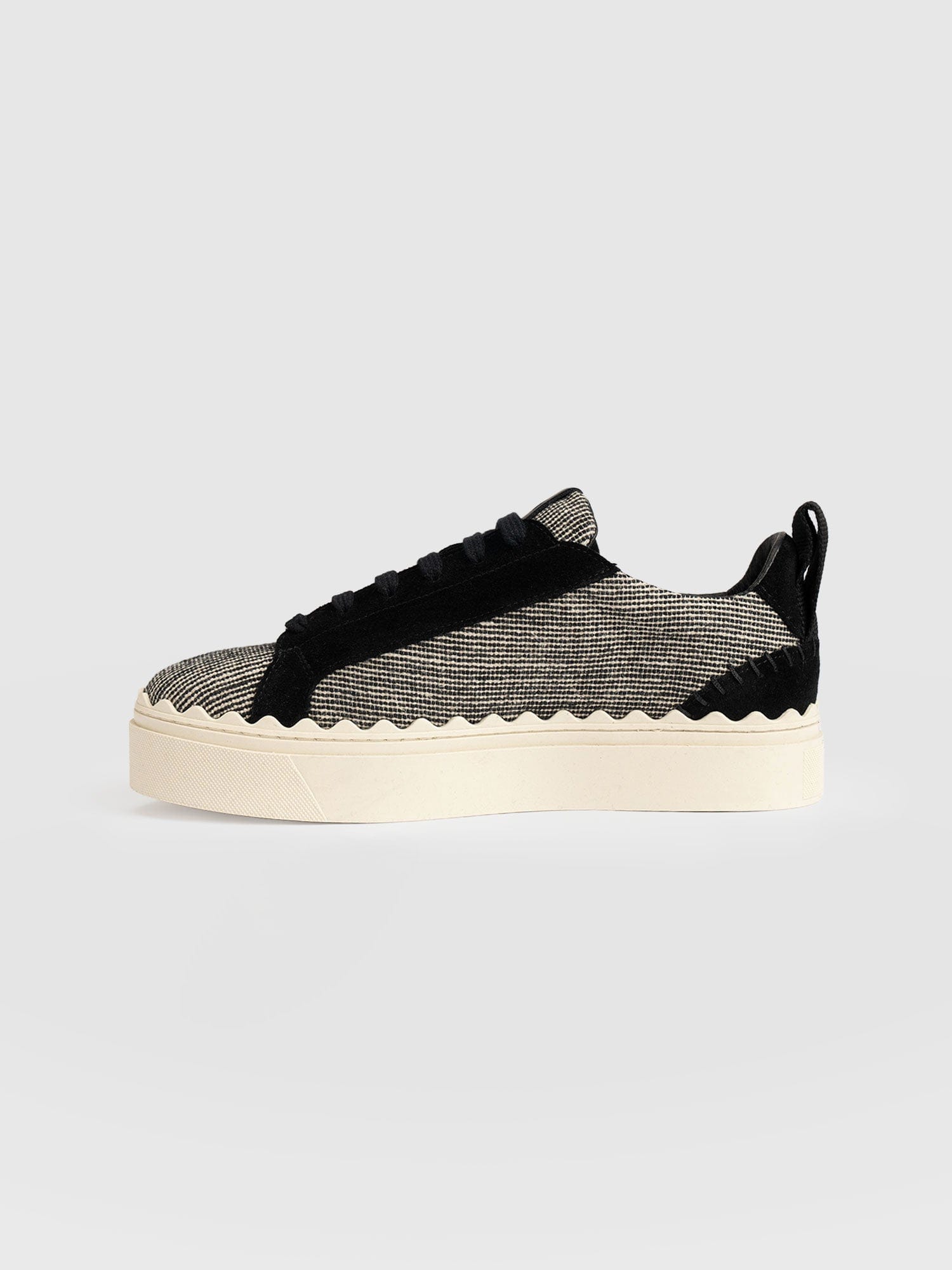 Brook Scallop Trainer - Black Linen - Image 2