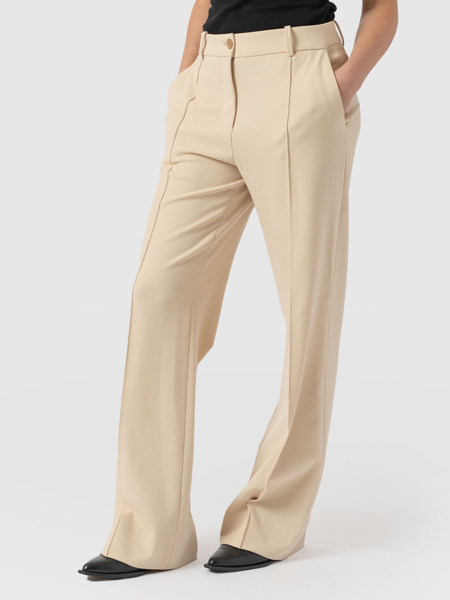 Cambridge Tailored Wide Leg Pant - Beige - Image 5