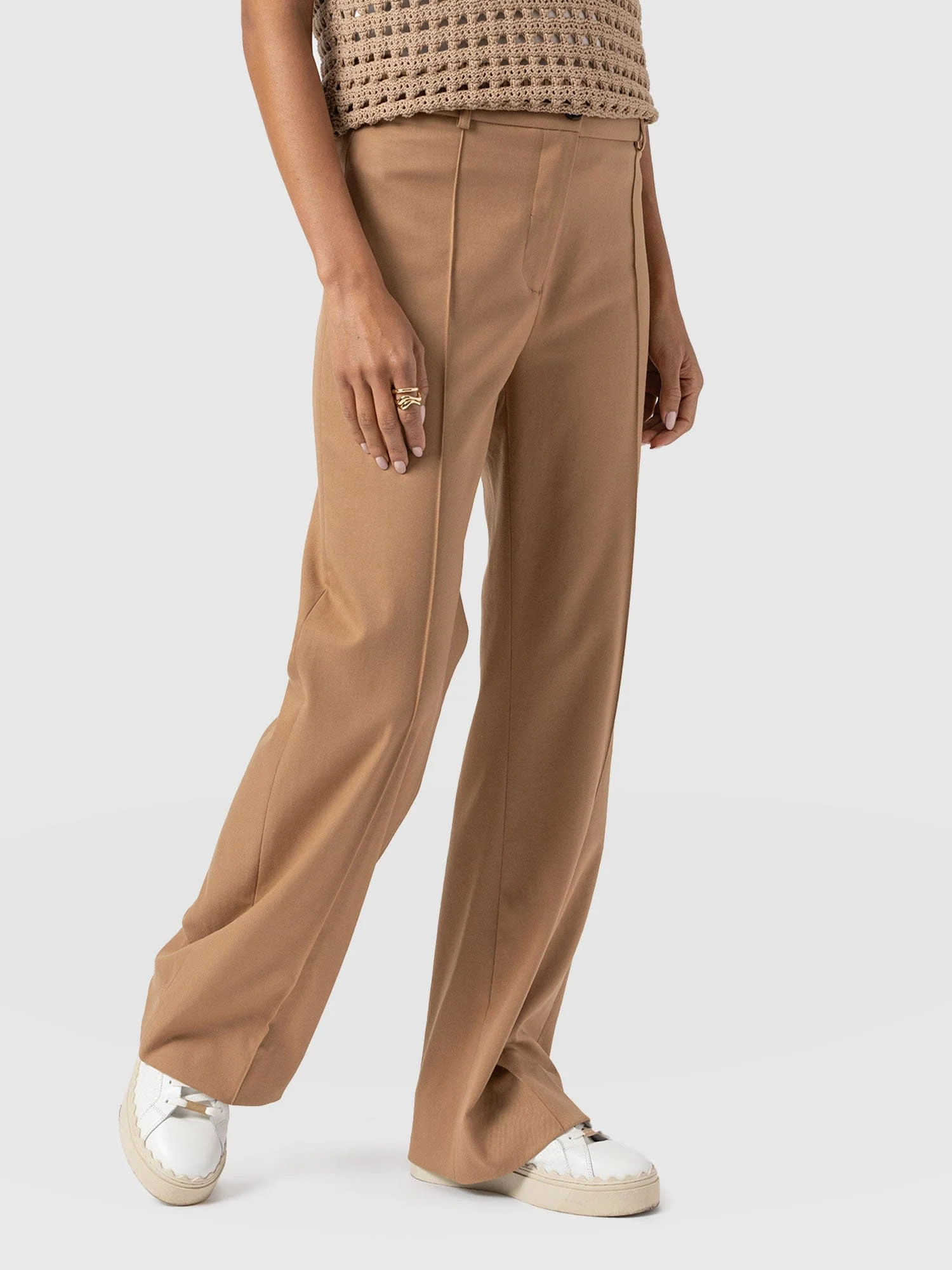 Cambridge Tailored Wide Leg Pant - Camel - Image 4