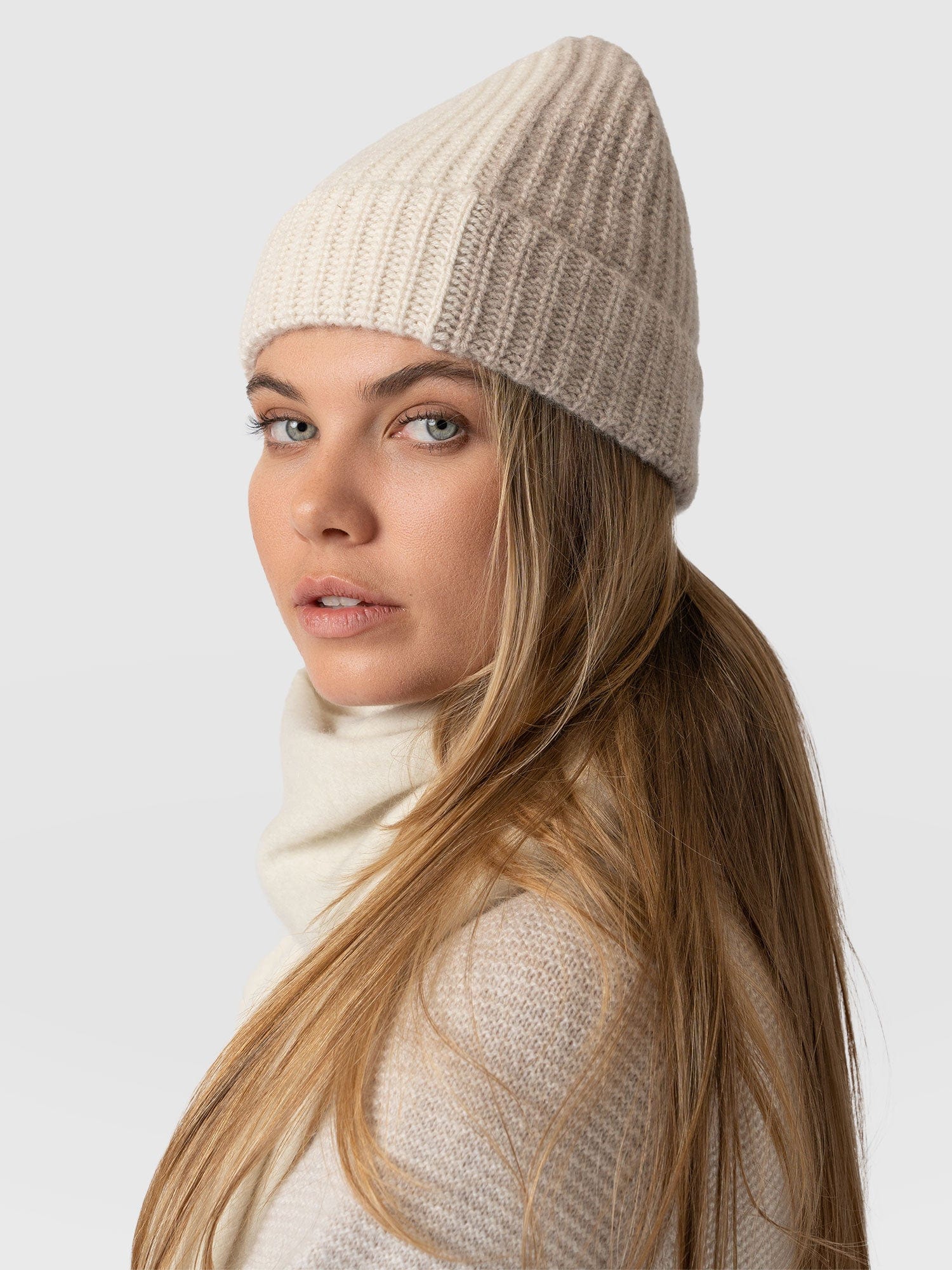 Cashmere Beanie - Cream/Beige - Image 2