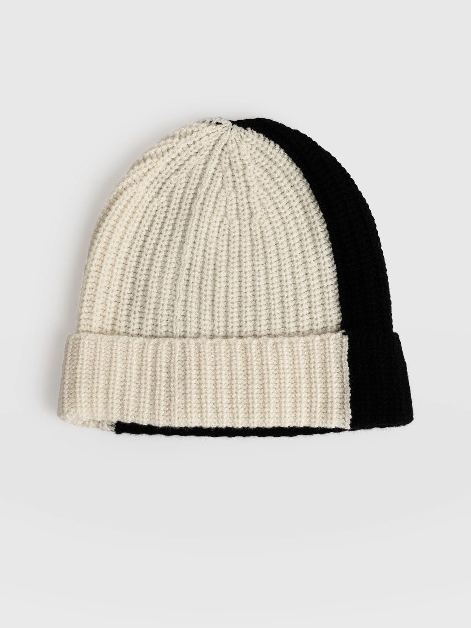 Cashmere Beanie - Cream/Black - Image 7