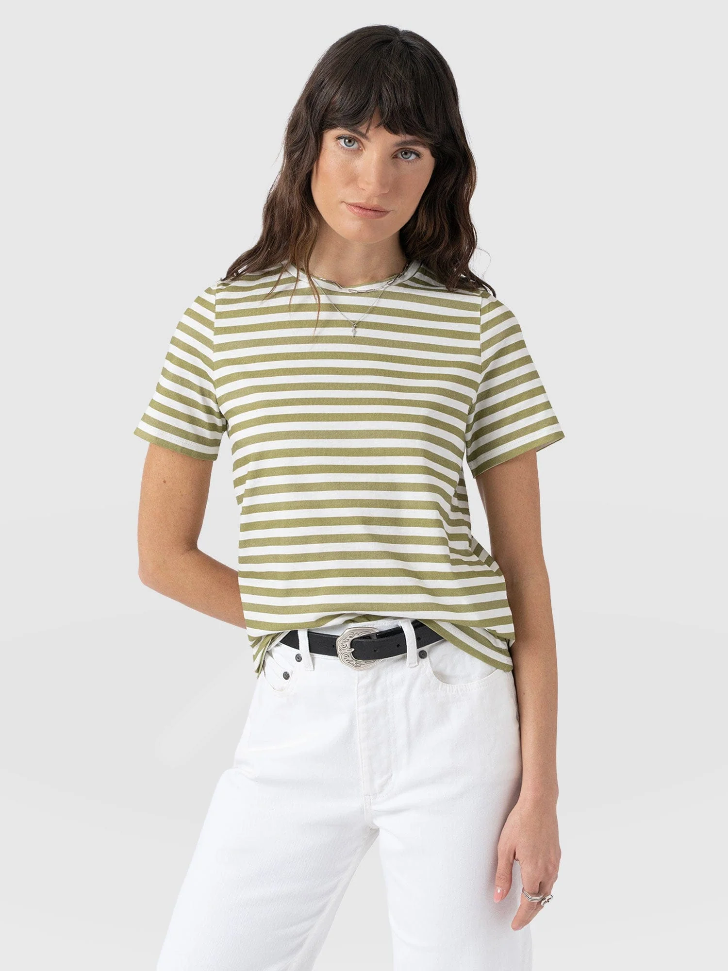 Chelsea Crew Neck Tee - Green Stripe - Image 2