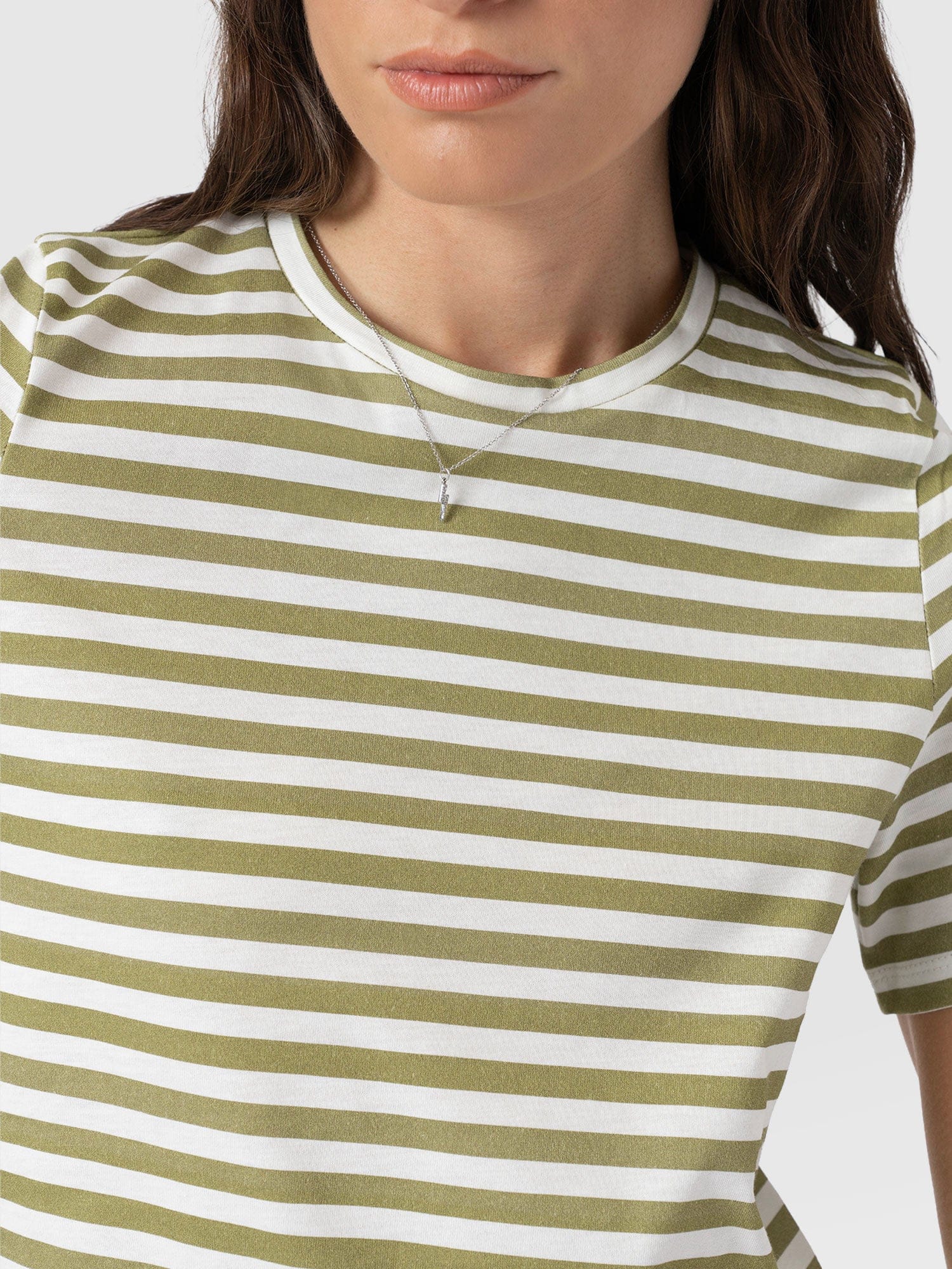 Chelsea Crew Neck Tee - Green Stripe - Image 5
