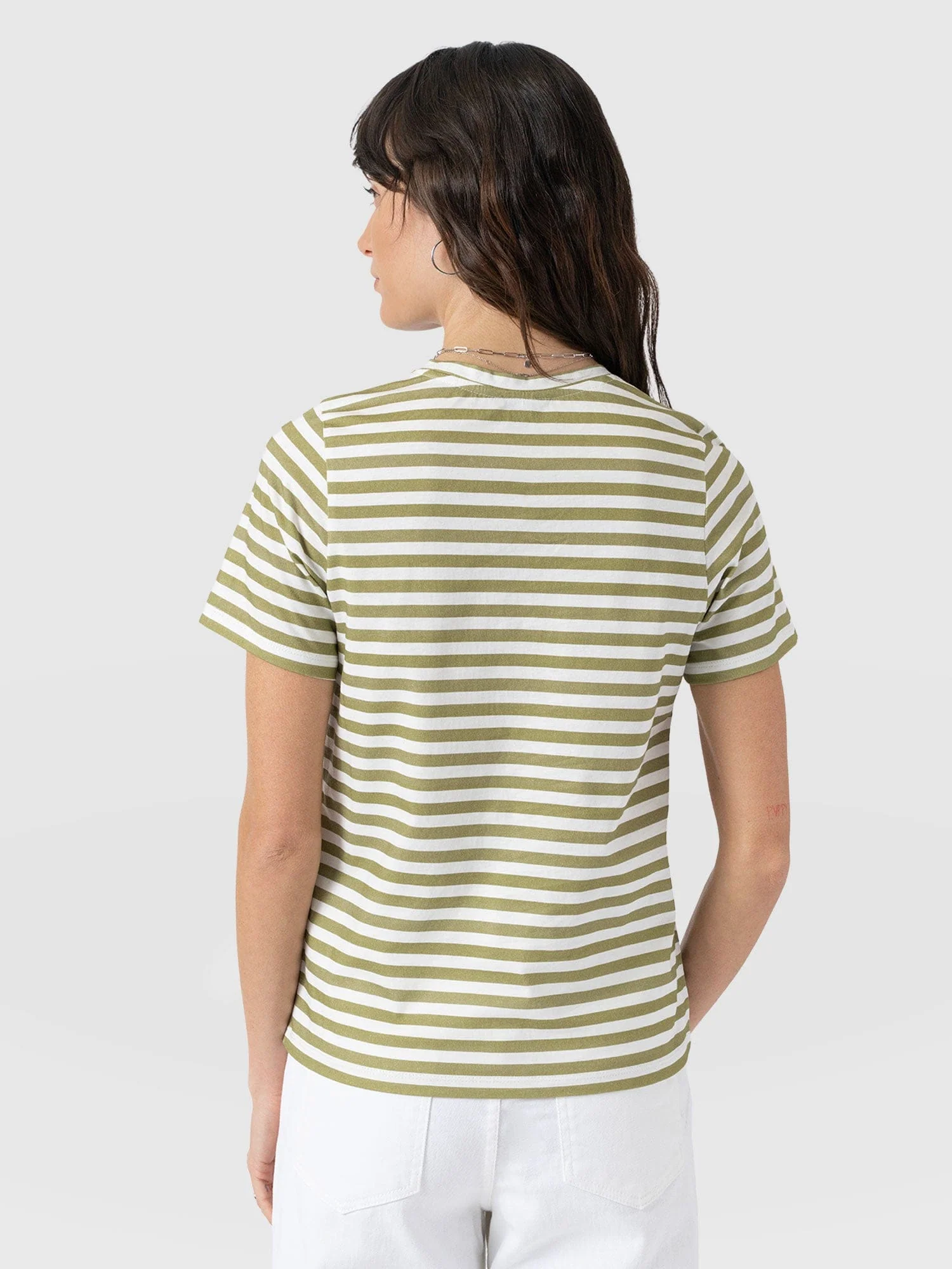 Chelsea Crew Neck Tee - Green Stripe - Image 6