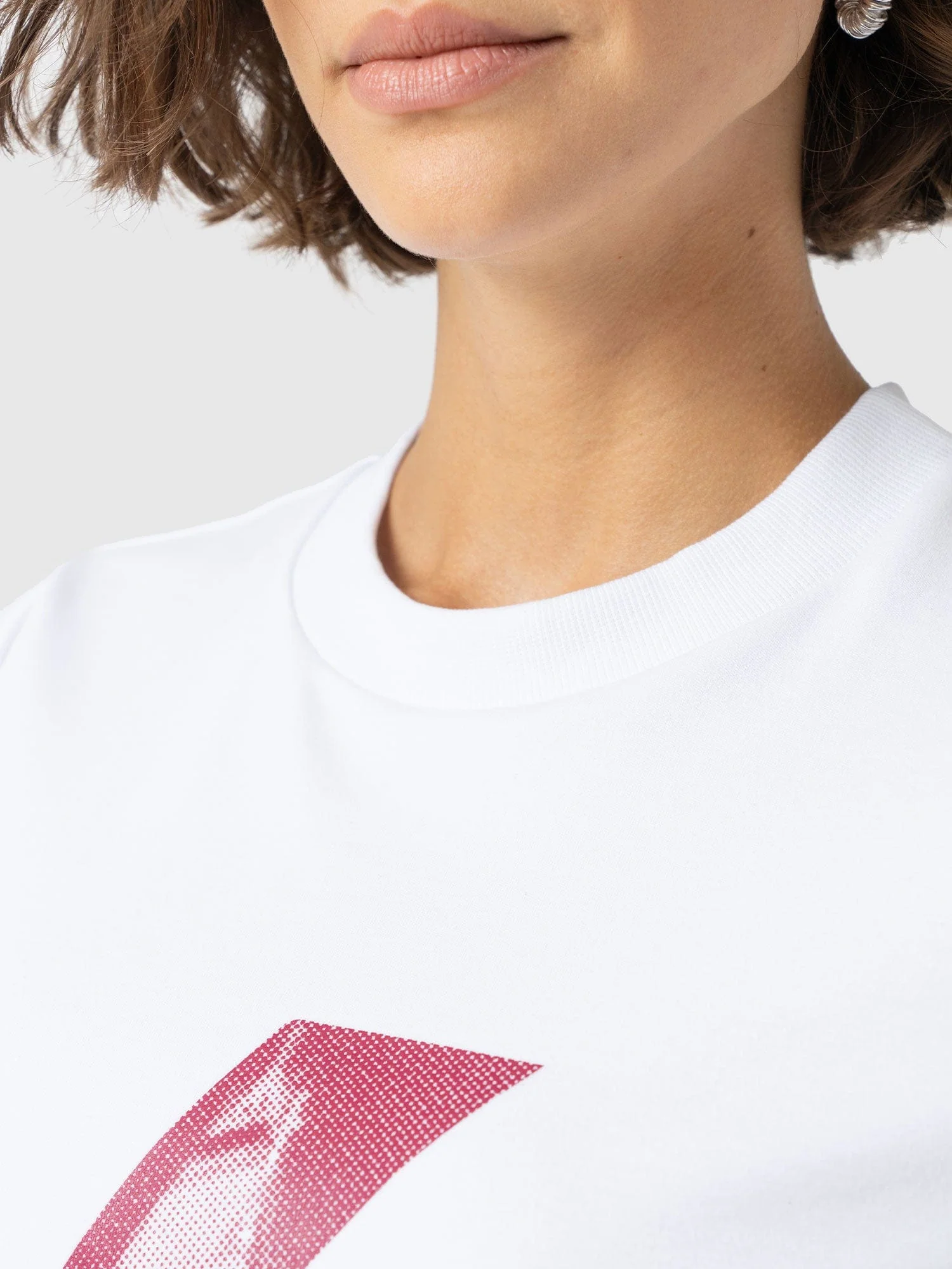 Chelsea Crew Neck Tee - White - Pink Lightning Bolt - Image 3